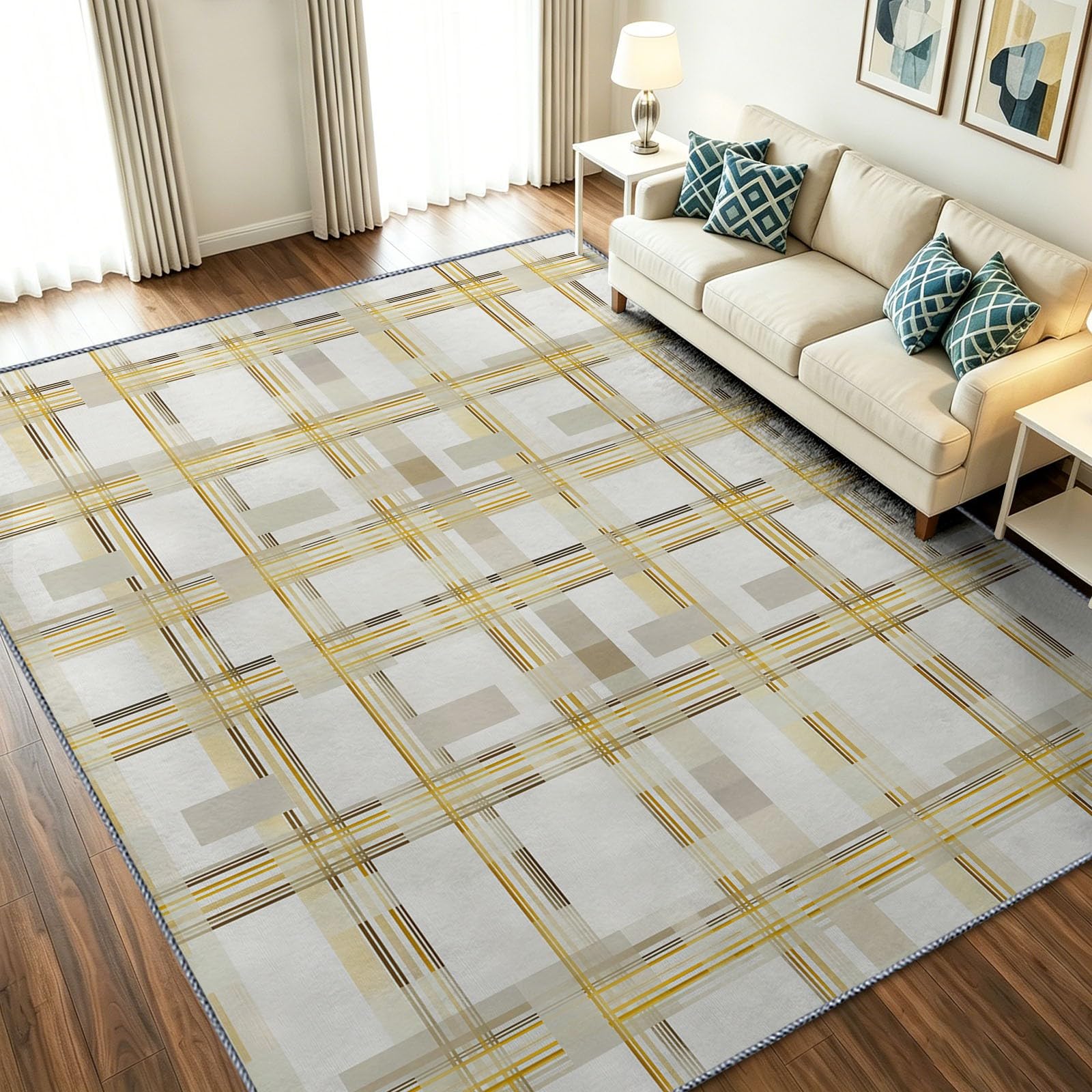 Tapis de salon lavable et antidérapant blanc pour chambre d'enfants