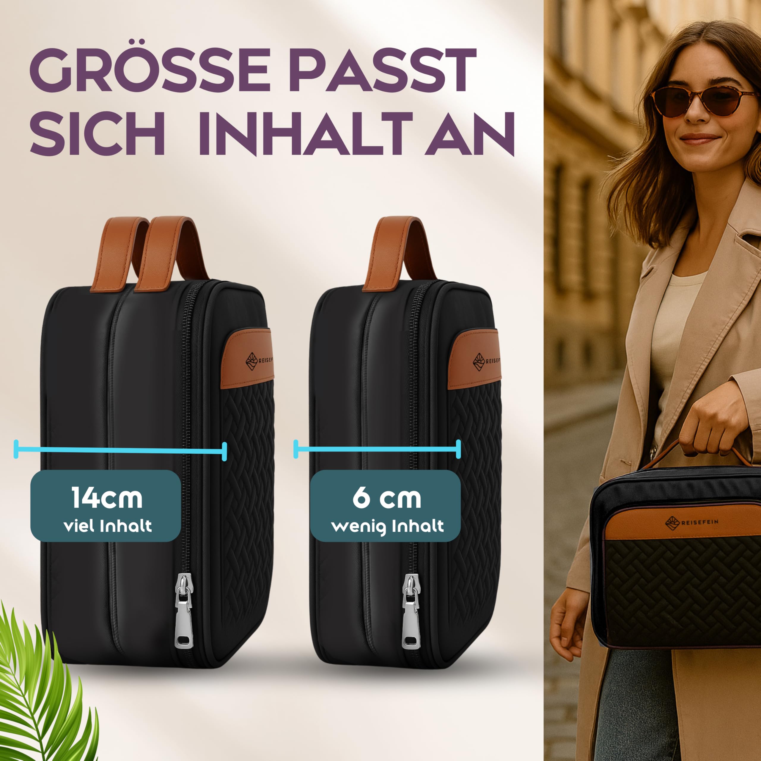 Neceser grande para mujer, 3 en 1, con 4 compartimentos, compartimento para joyas y neceser de maquillaje, práctico neceser para viajes y orden, Negro , Neceser colgante para mujer, 4 compartimentos