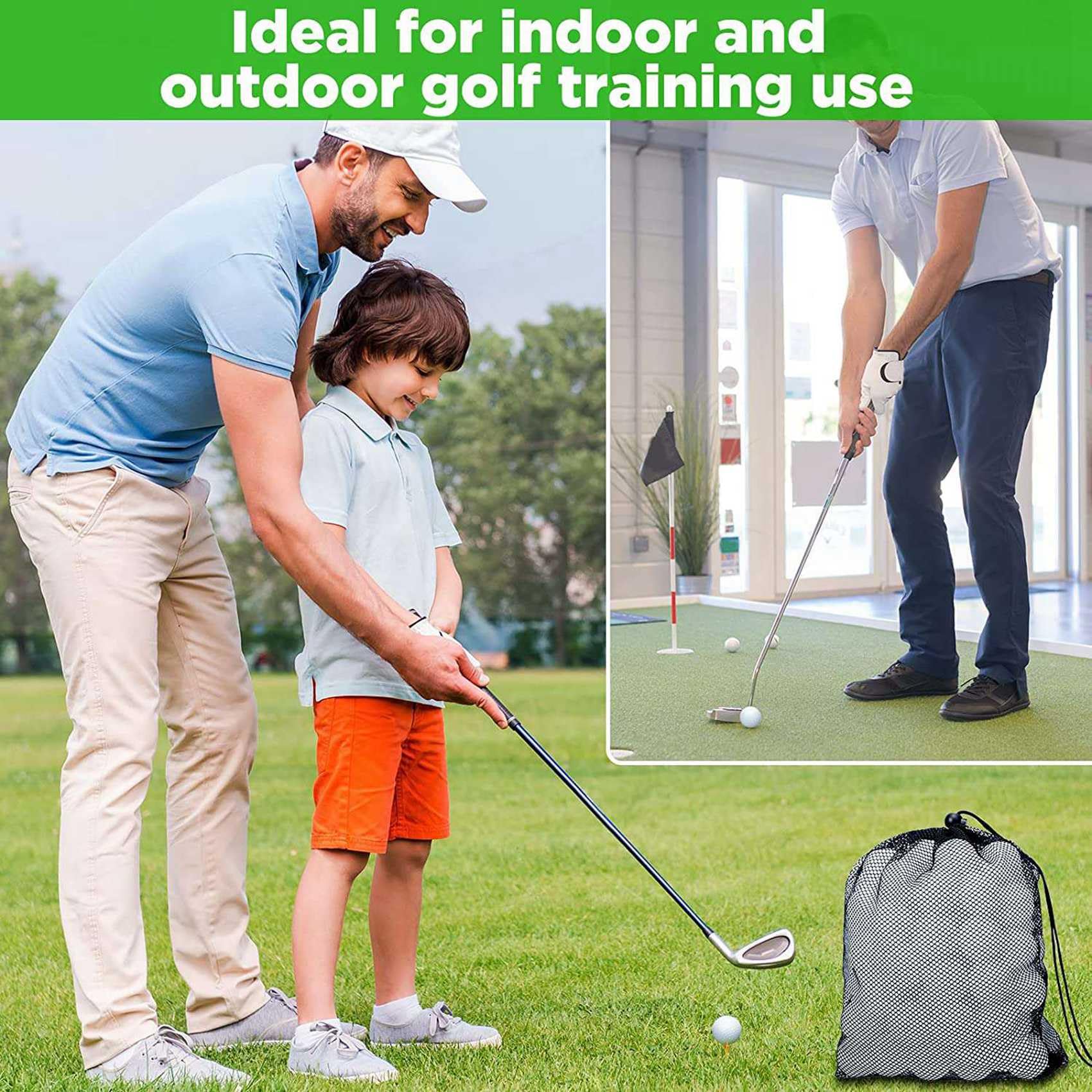 300 Stück Golf-Übungsbälle, hohle Golfbälle, Training, Golfbälle mit Netz-Kordelzug, Aufbewahrungstaschen für das Training