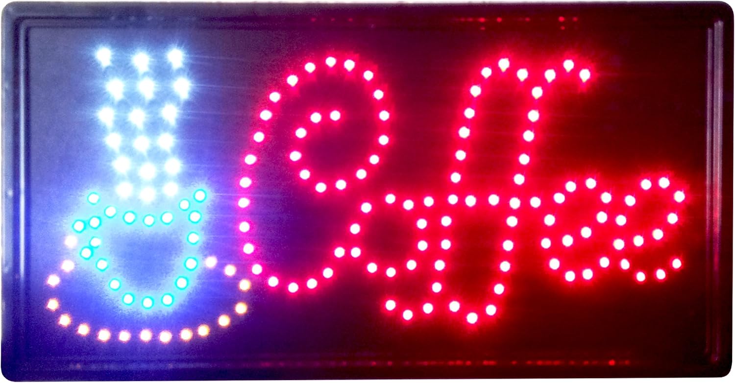 Animated LED Neon Light Open Sign, 3 Way Animation Switch + Chain (Coffee 10x19)
