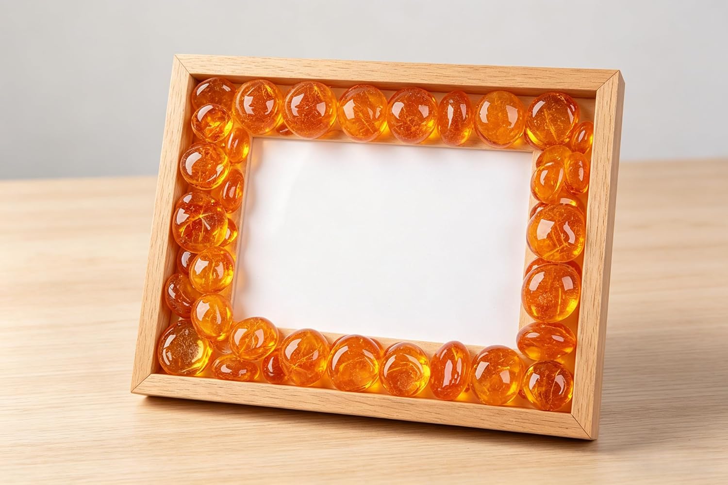 Orange Flat Glass Marbles, 32-37PCS, 200G (0.45LB), Crystal Clear, Safe for Crafts & Home Decor