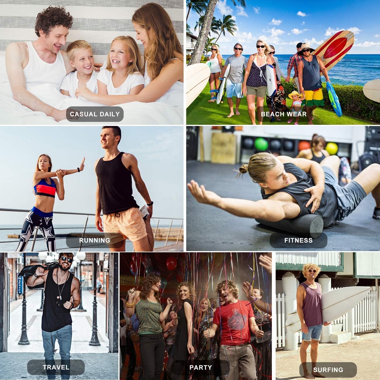 AIDEAONE Tank Tops for Men 3D Print Coconut Tree Fashion Casual Fitness Vest Athletic Training Undershirts L