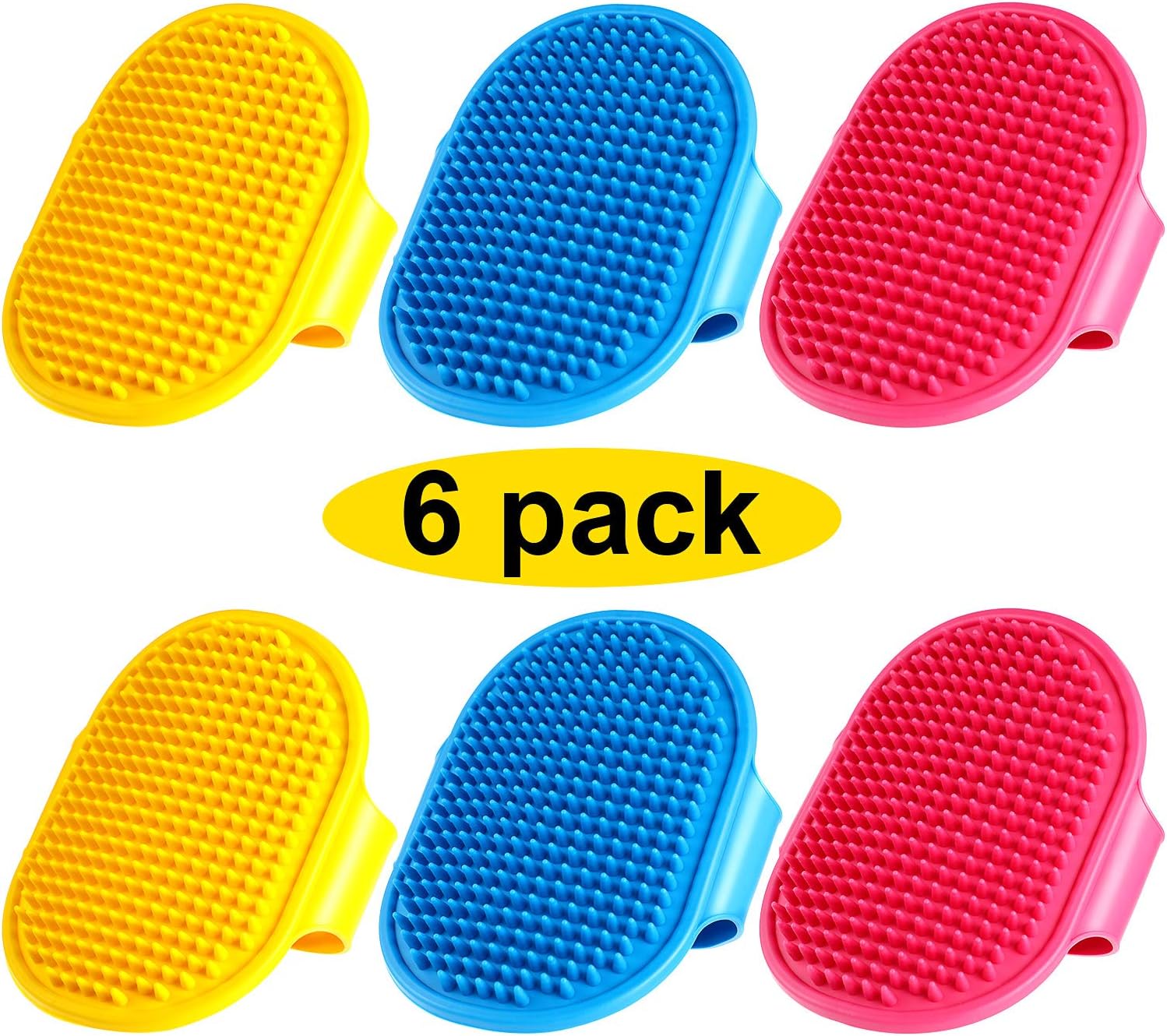 6 Pieces Pet Silicone Brushes Dog Grooming Brushes Colorful Pet Bath and Massage Brush Shampoo Brushes for Dog Puppy Cat Shower Hair Removal