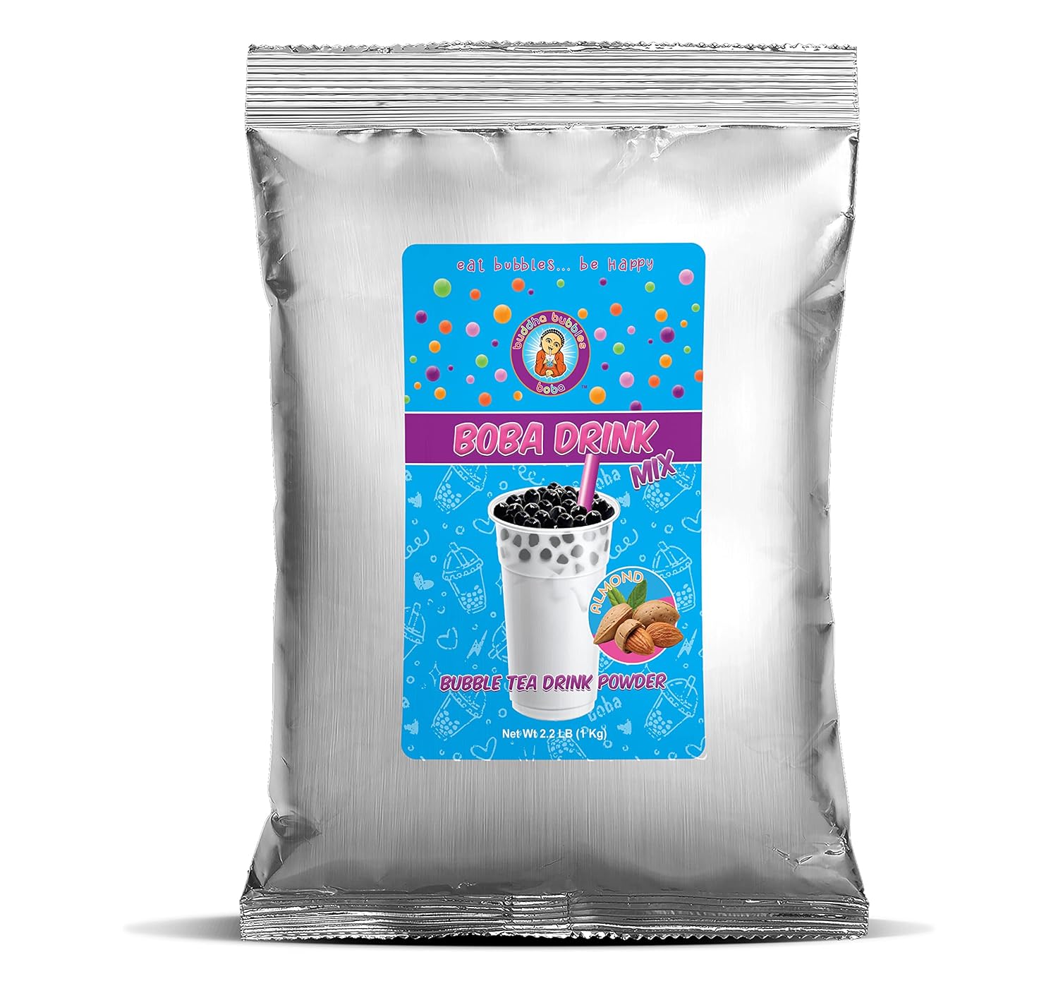 Premium ALMOND Boba/Bubble Tea Drink Mix Powder By Buddha Bubbles Boba (2.2 Pounds / 1 Kg)