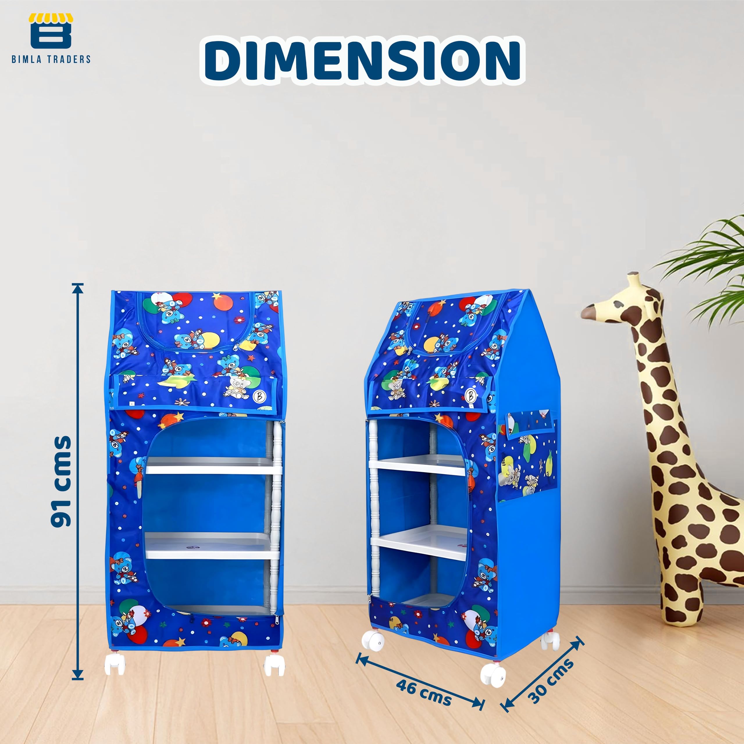 BTfash Kids Almirah β Lightweight, Collapsible Storage Organizer for Clothes, Books, Shoes & Toys | Multipurpose Baby Wardrobe (4 Tray_Blue) 1
