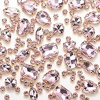 Vista 26 de Diamantes de imitación para coser, Choupee 130 piezas de piedras rojas para coser con base metálica y engaste de garra, formas mixtas, gemas