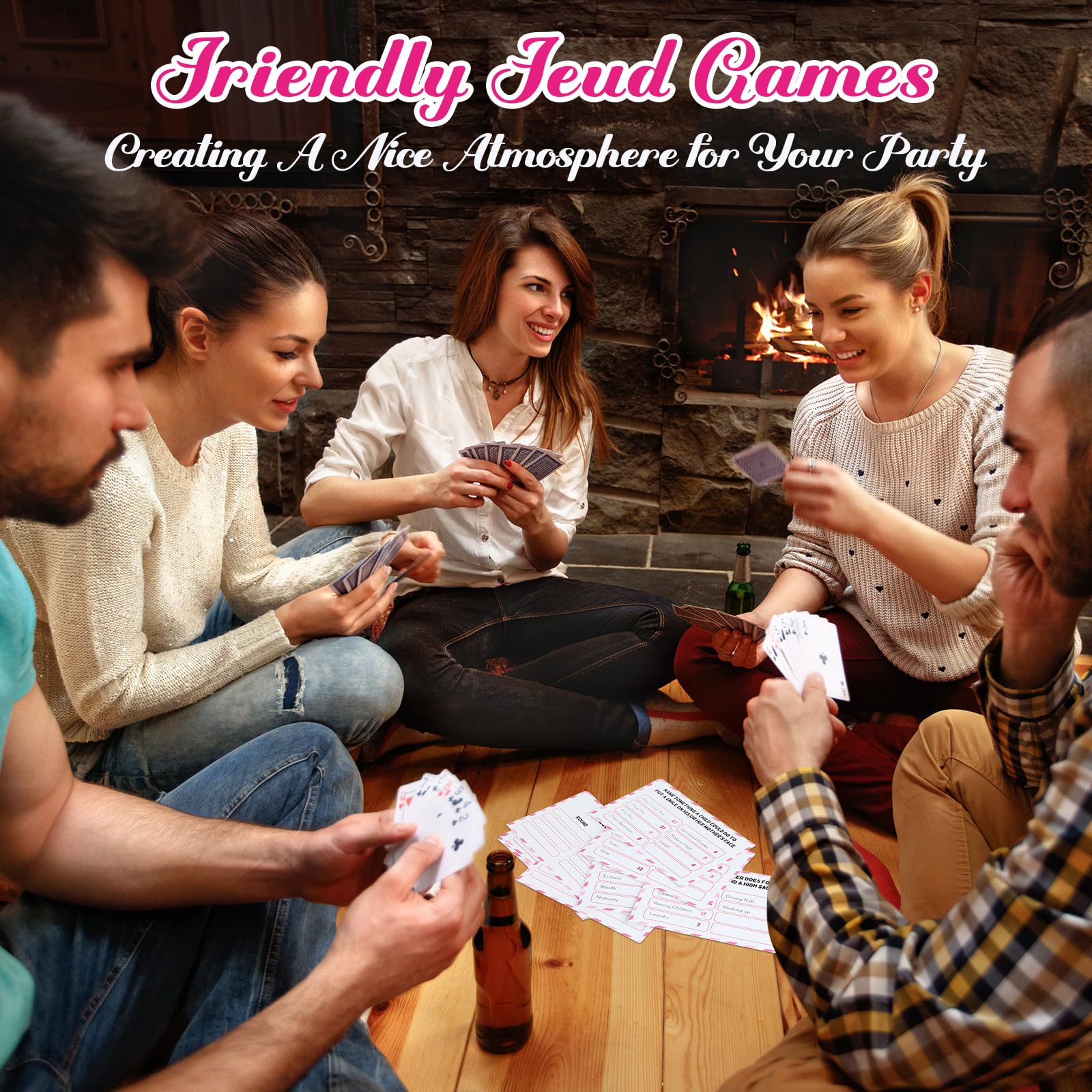 Simgoing Freundliches Feud-Spiel mit 2 Antworten Buzzer Quizkarte Familienfreundliches Quiz Party Lustiges Gruppenspiele für Erwachsene