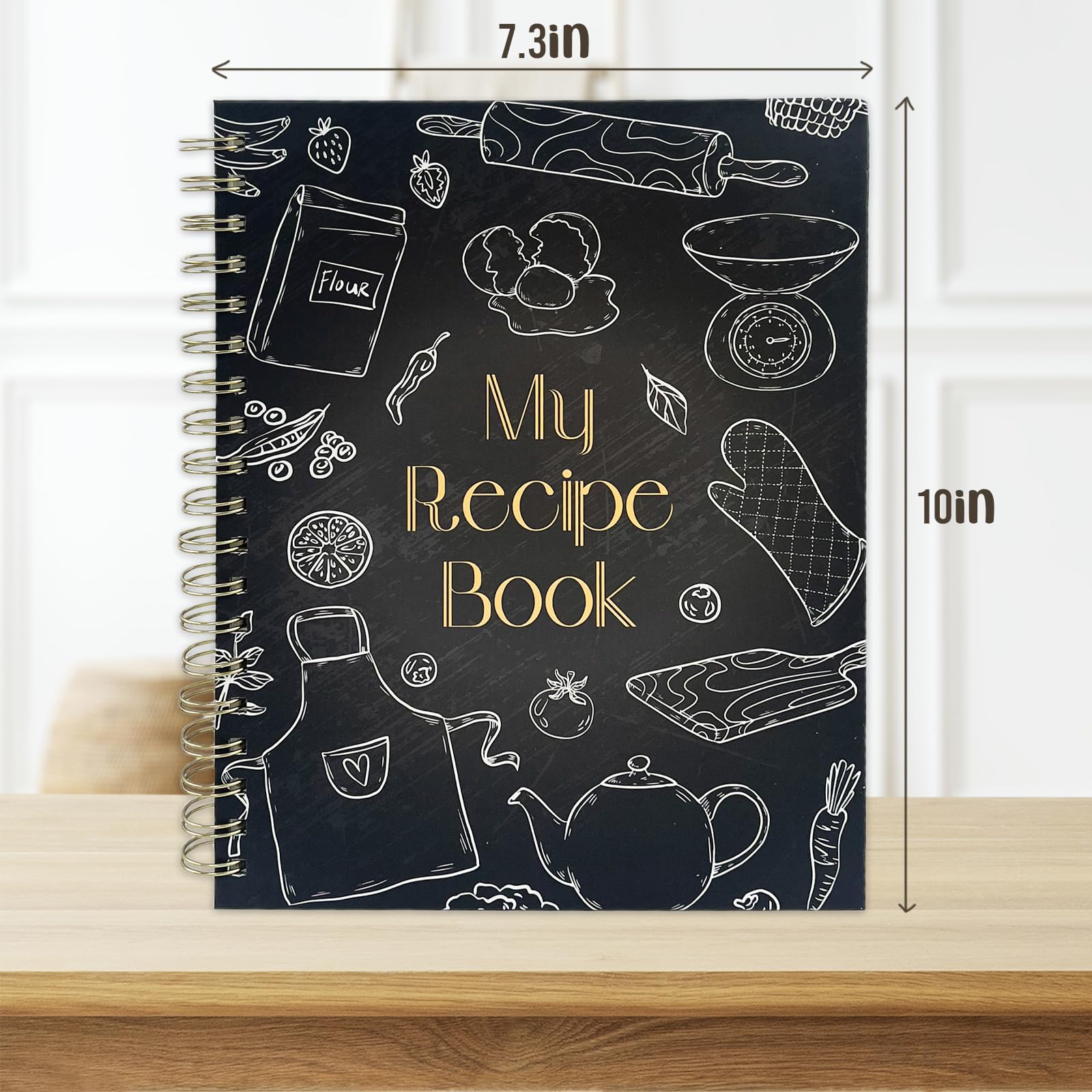 ZHIJIANHZ Blank Recipe Book to Write in Your Own Recipes,Empty Cookbook Journal,80 Pages Hardcover 7.3" x 10" for Family Recipe Keeper, Black Cover