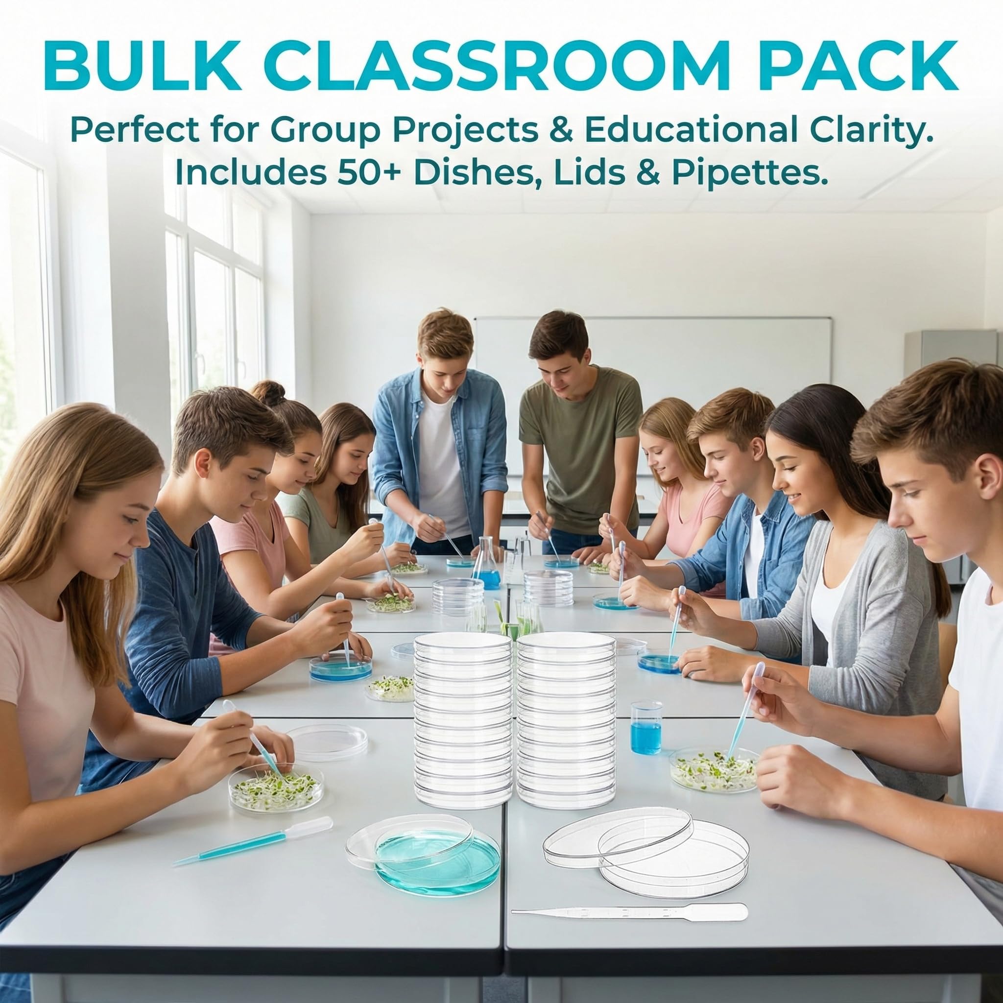 50 Boîtes De Pétri en Plastique 90 Mm X 15 Mm Boîte De Culture Bactérienne Stérile avec Couvercle Pétri Transparente avec Compte-Gouttes Plastique pour Laboratoires, Écoles