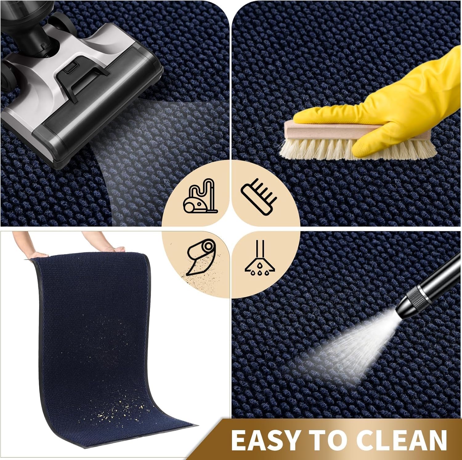 Yimobra Doormat Outdoor Indoor Entrance 36 x 24, All-Season All-Weather Front Door Mat, 100% Waterproof Welcome Matt for Floor Garage Outside Entry, Stain and Fade Resistant,Navy Blue