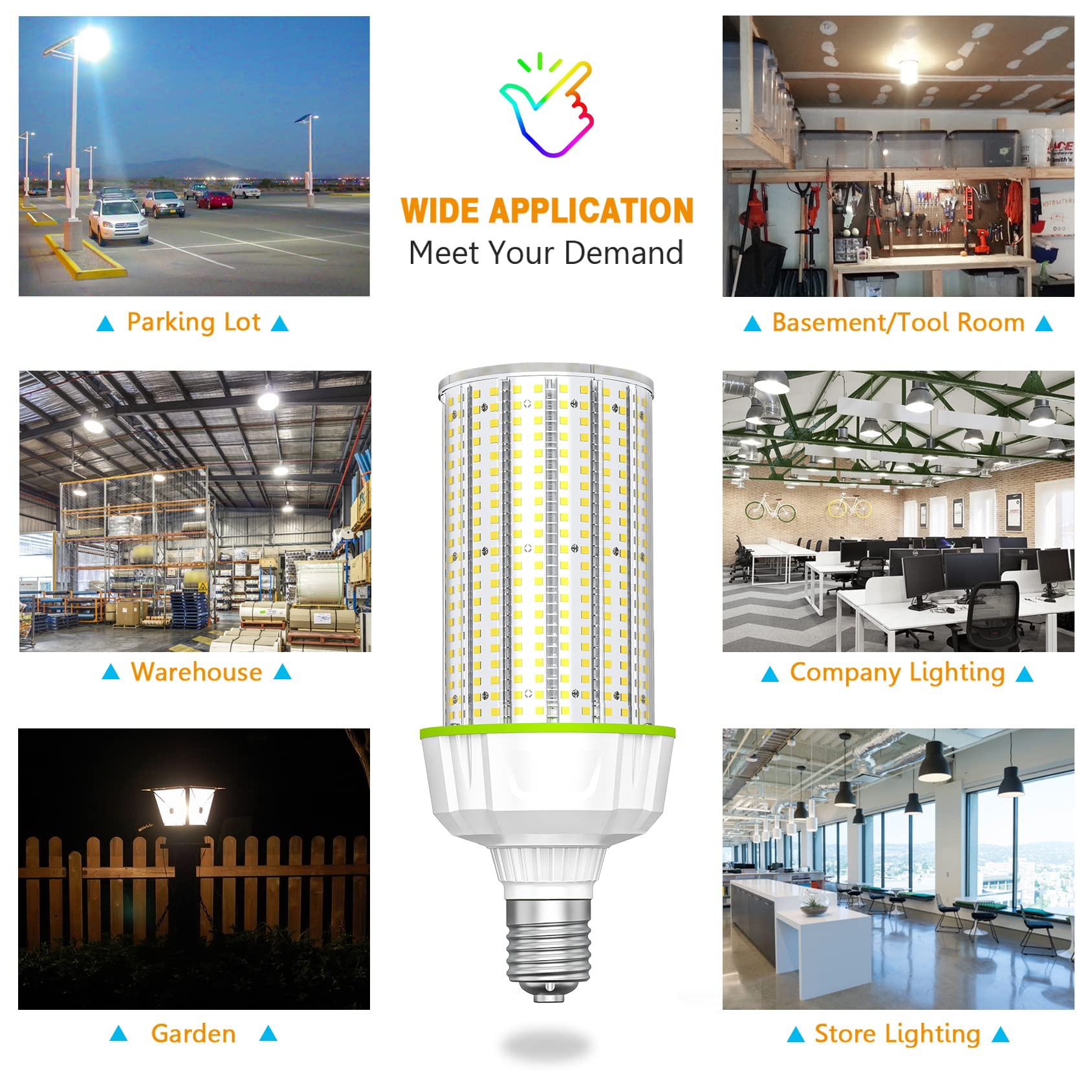 6 PCS 480V LED Corn Light Bulbs 100W E39 Base 15 500LM 5000K ETL Listed 400W HID Replacement — view 7