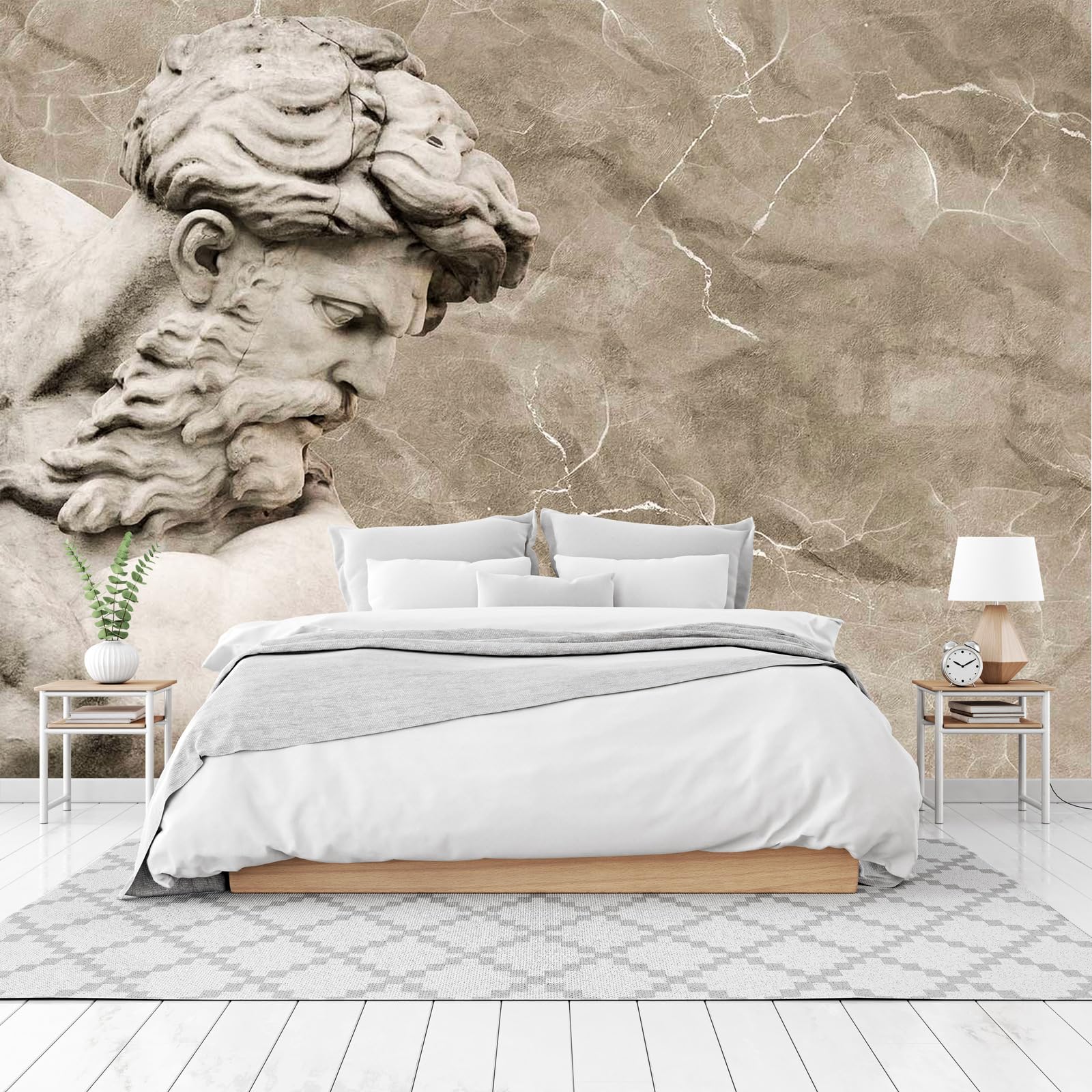 Muralo - Tapeta 3D na flizelinie - fototapeta z efektem 3D - tapeta do salonu, sypialni, tapeta ścienna - fototapeta - rzeźba Neptuna - szer. 450 cm x wys. 300 cm