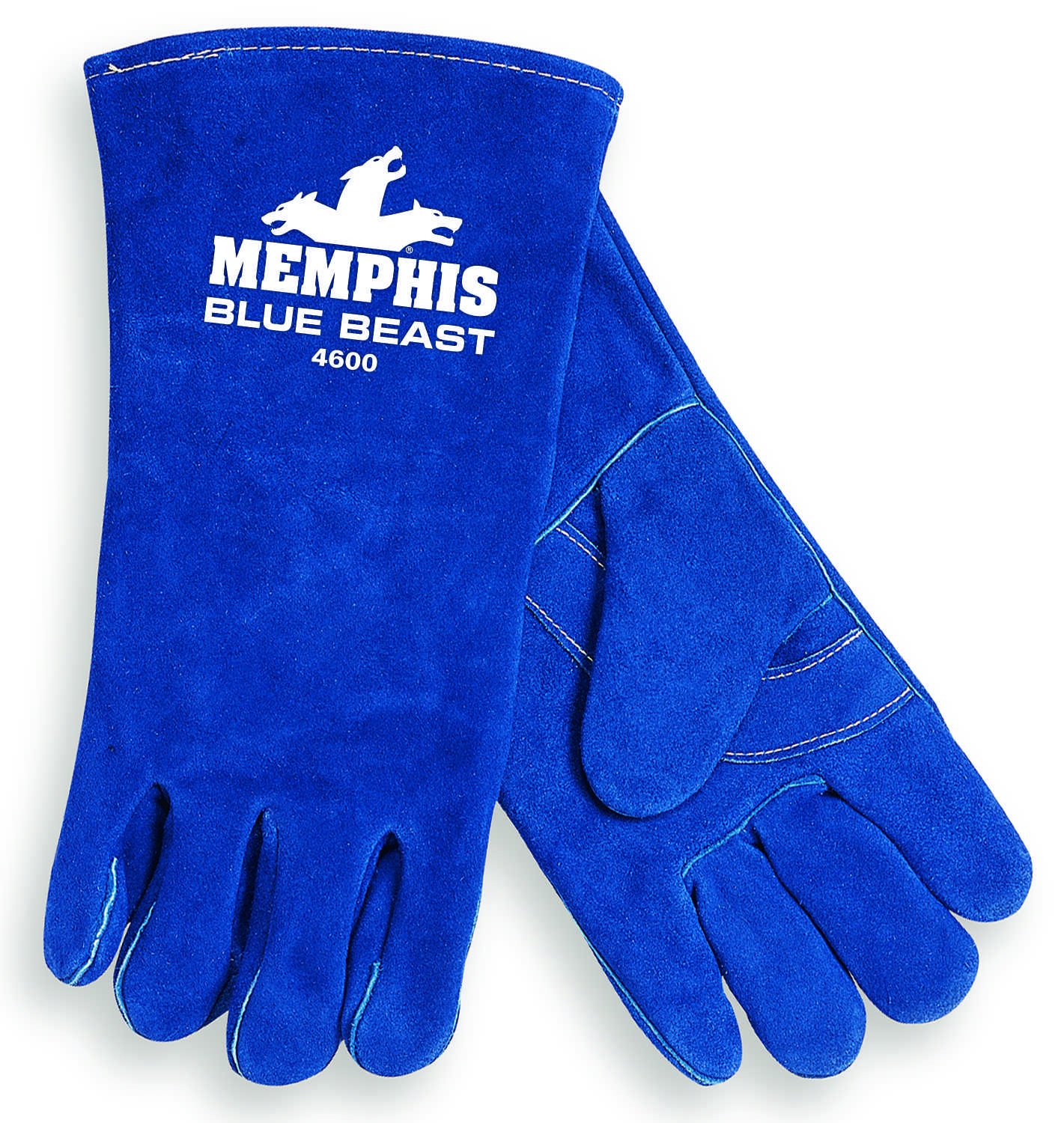 MCR Safety Gloves 4600 Blue Beast - Guantes de piel de vaca con palma reforzada y pulgar de ala, XL, 1 par