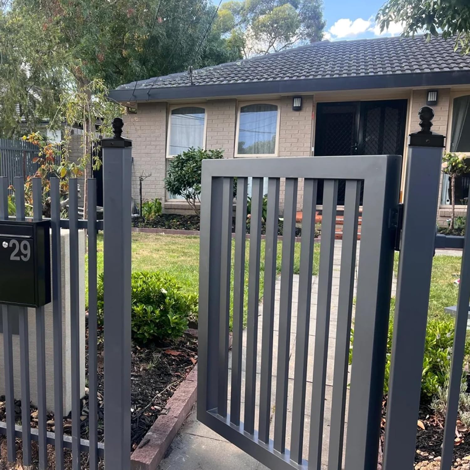 2" x 2" Aluminium Alloy Ball Top Post Caps Fence Post Caps Cover Perfect, with Black Glossy Finish Powder Coated for Fence Wood Post of Decks, Garden or Corridors (1Pcs)