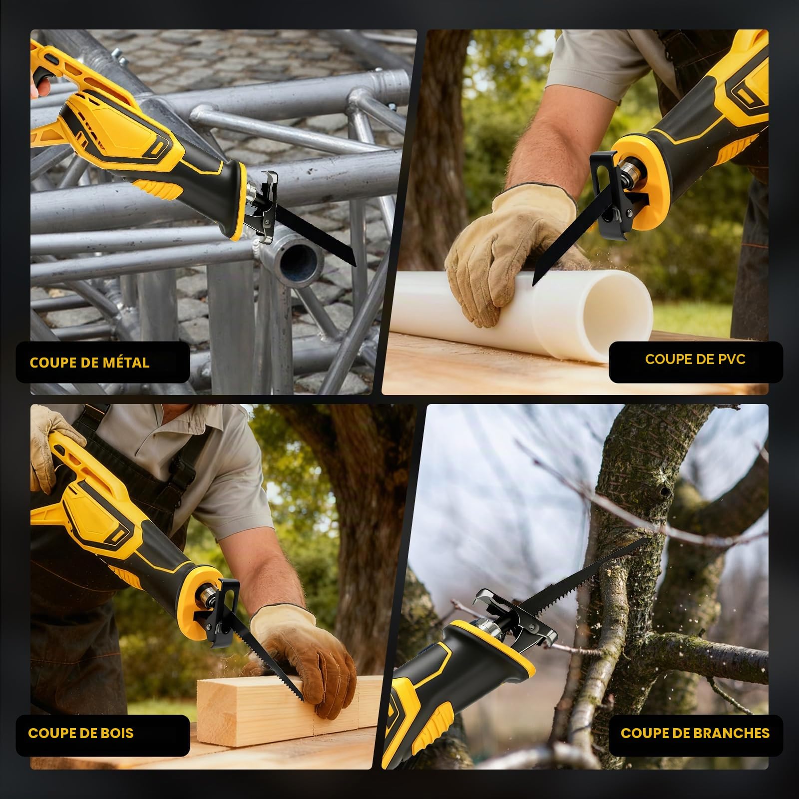 Scie sabre sans fil pour Dewalt 20 V, 3000 SPM, scie sabre sans fil, vitesse variable avec 8 lames de scie pour couper le bois, le métal, le plastique (sans batterie)