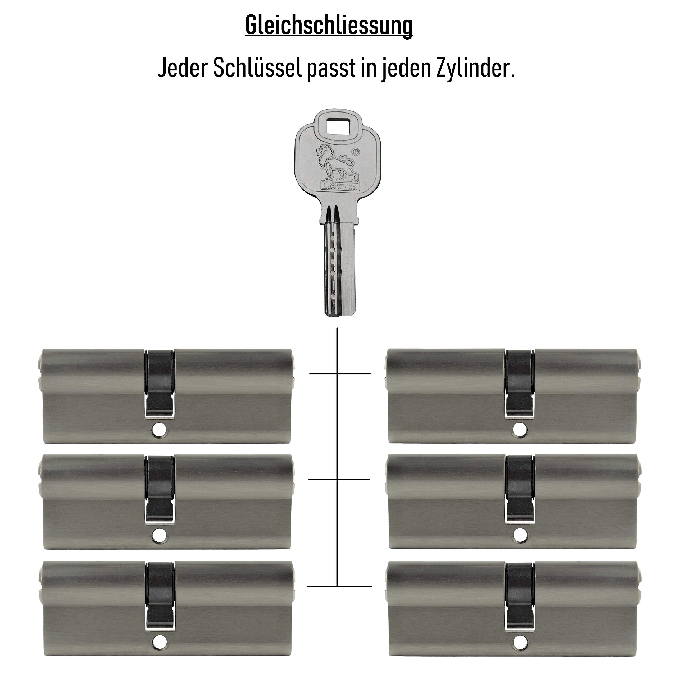 6x Profilzylinder 85 mm 40/45 gleichschließend inkl. 30 Schlüssel
