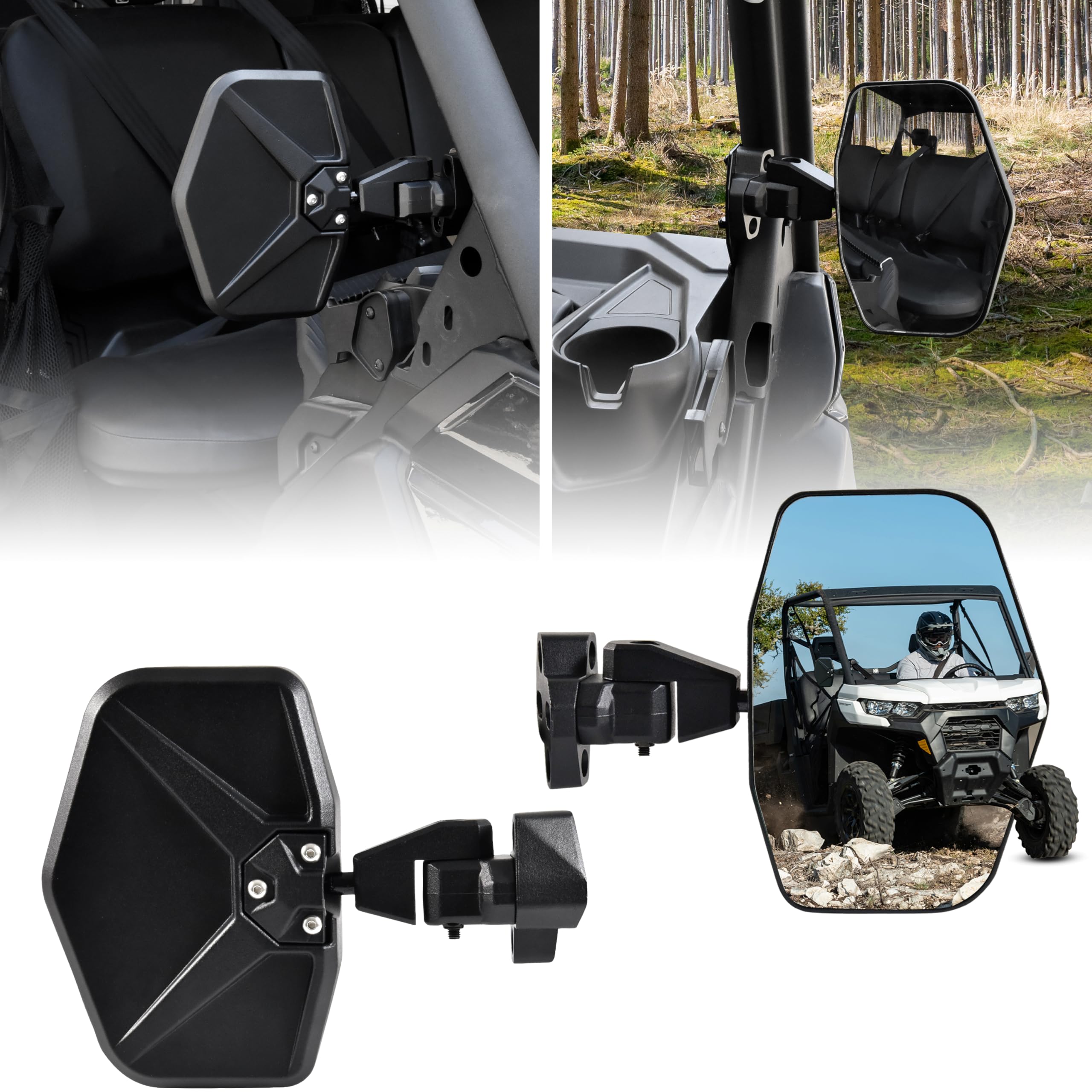 UTV Center Rear View Mirror, SAUTVS Premium Convex RearView Mirror For Polaris Ranger 570 900 1000 Crew/Can Am Defender 2015-2023 Accessories In | Whizz - Foto 4