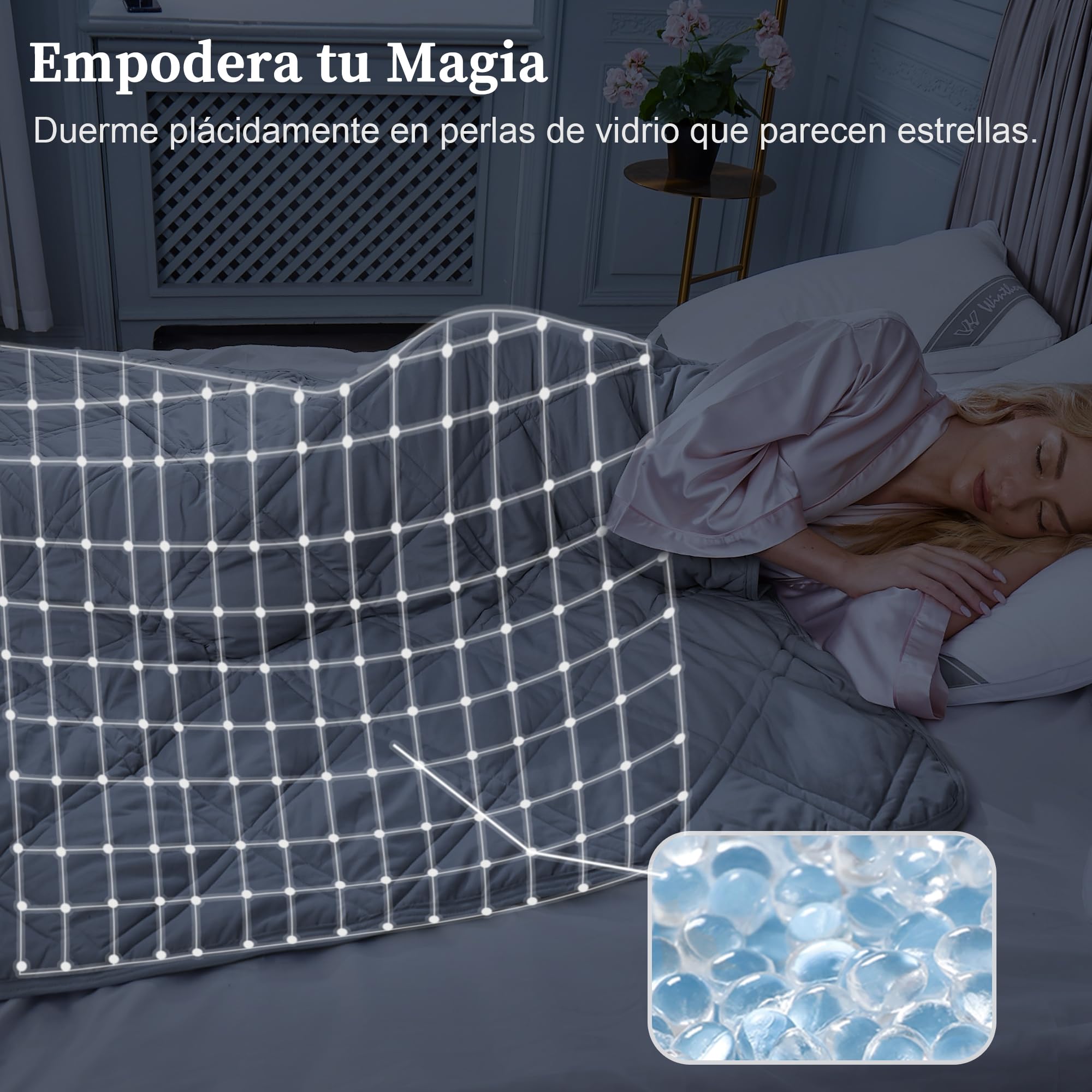 Winthome Manta Pesada 130x190cm 6kg con Funda de Edredón, Cobertor Pesado Manta Pesada Ansiedad, Weighted Blanket para un Dormir Profundo y una Mejor Relajación, Manta Ponderada (Patrón Blanco)