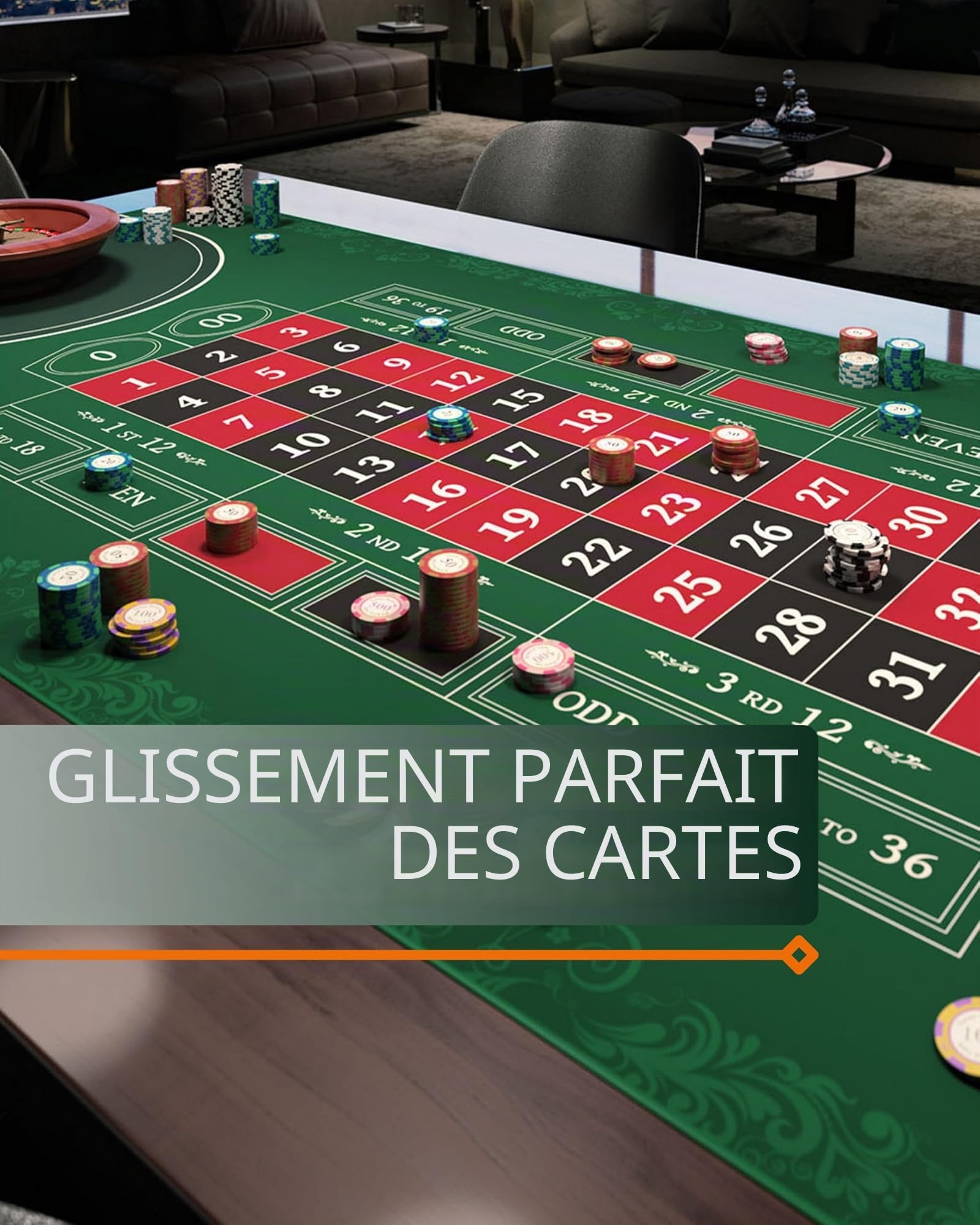 Bullets Playing Cards, Tapis de roulette, Différentes tailles, Double 0 ou Single 0 (simple 0, 160 x 80 cm)