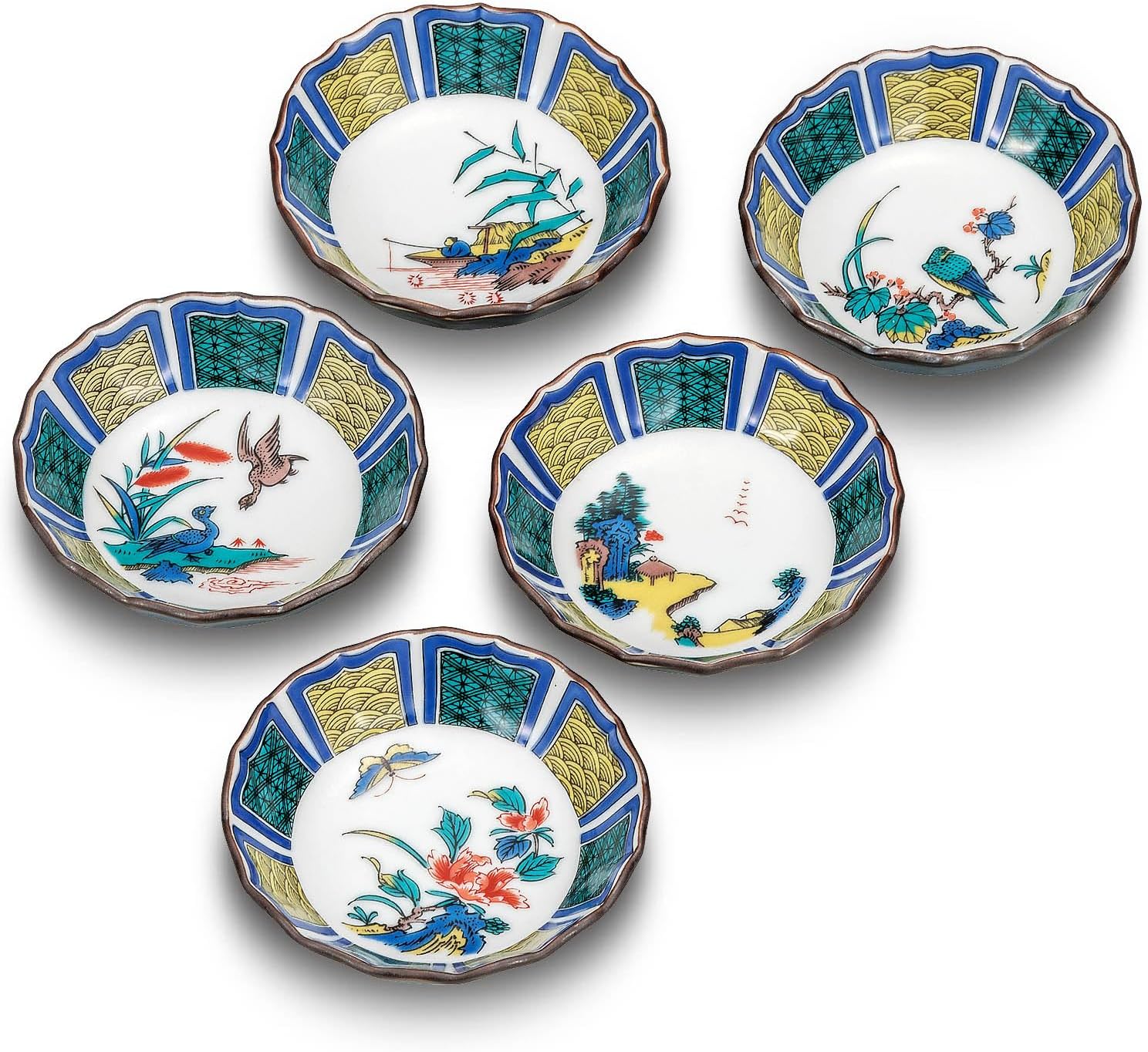 和座の蔵 おしゃれ 食器 焼き物 九谷焼 小鉢 5個セット 古九谷絵変り 陶器 高級 ブランド 和食器 和柄 取り皿 日本製 結婚祝