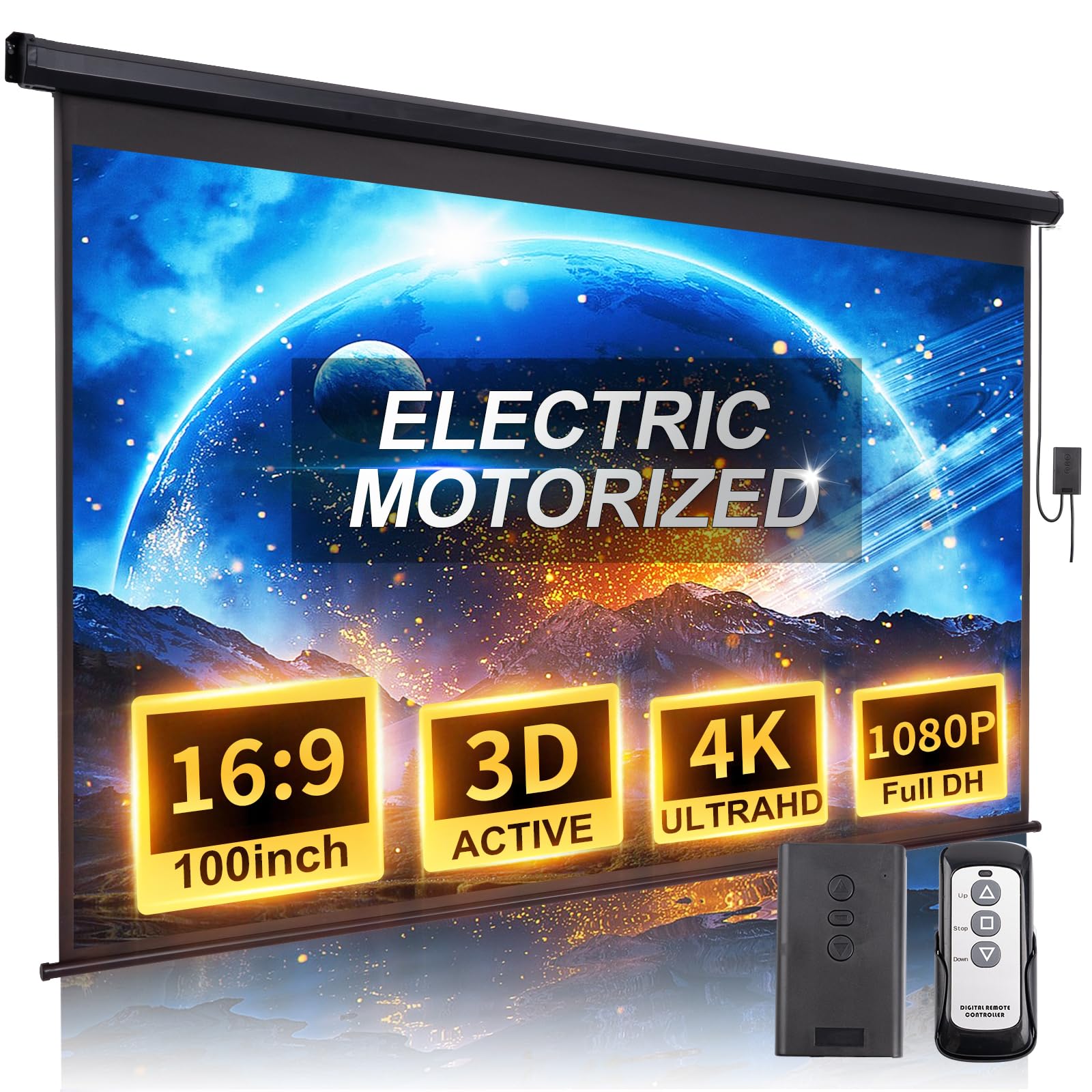 FRAYSCENT 100-inch Motorized Projector Screen