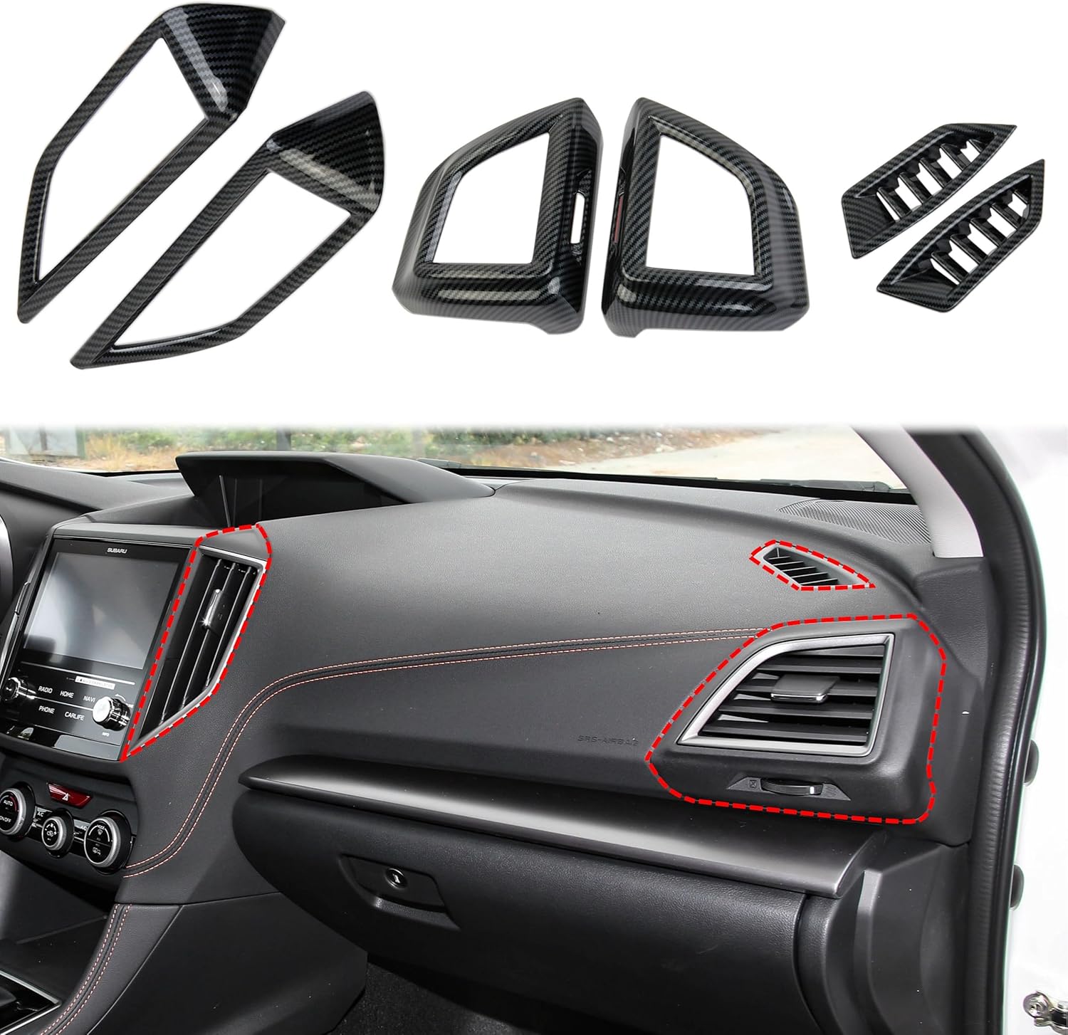 Carbon Fiber Style Center Console Air Vent Cover Trim Kit Accessories for 2018-2023 Subaru Crosstrek,2019-2024 Forester,2017-2023 Impreza