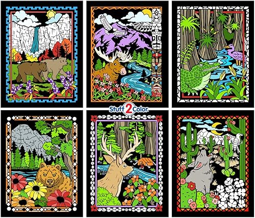 National Parks - Póster difuso para colorear, paquete de 6 (ideal para niños, adultos, actividades grupales y más), llega sin color, Yosemite,