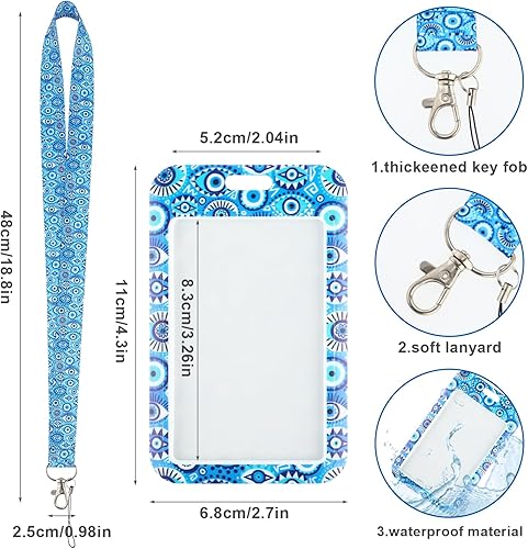 Miniatura 3 de Amaxiu Soporte para tarjeta de identificación con cordón separable, lindo cordón para el cuello con tarjetero de identificación, tarjeta, protector