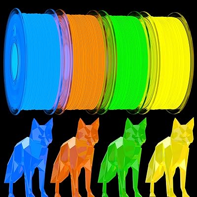 23 - Haosegd 95A TPU 3D Printer Filament Bundle, Glow in The Dark Blue,Green,Orange,Yellow, Each Spool 0.25kg, 4 Spools, Total 1KG,Dimensional Ac...