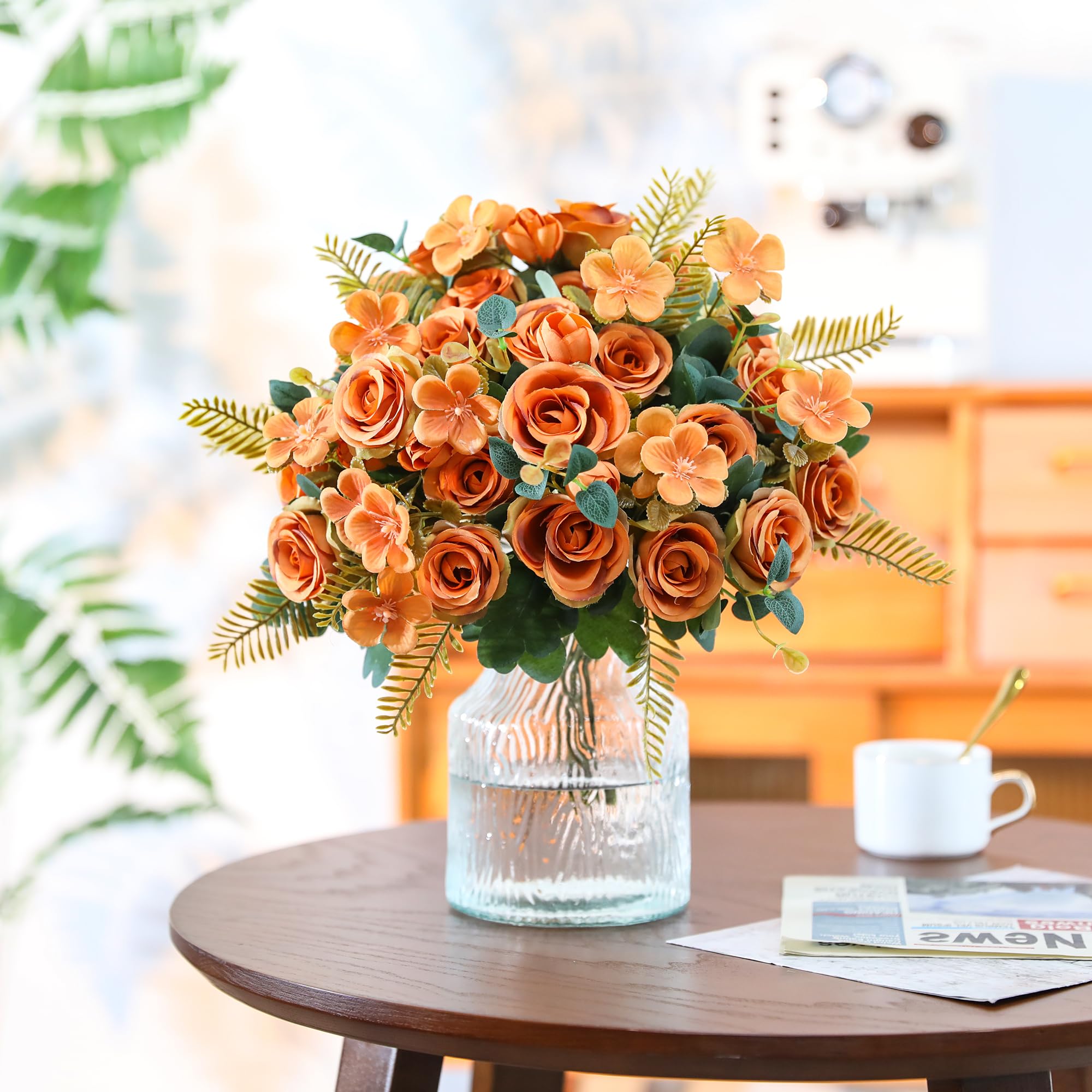 12 mini bouquet di rose artificiali in seta da 2 cm, decorazione per matrimoni fai da te con fiori finti e piante