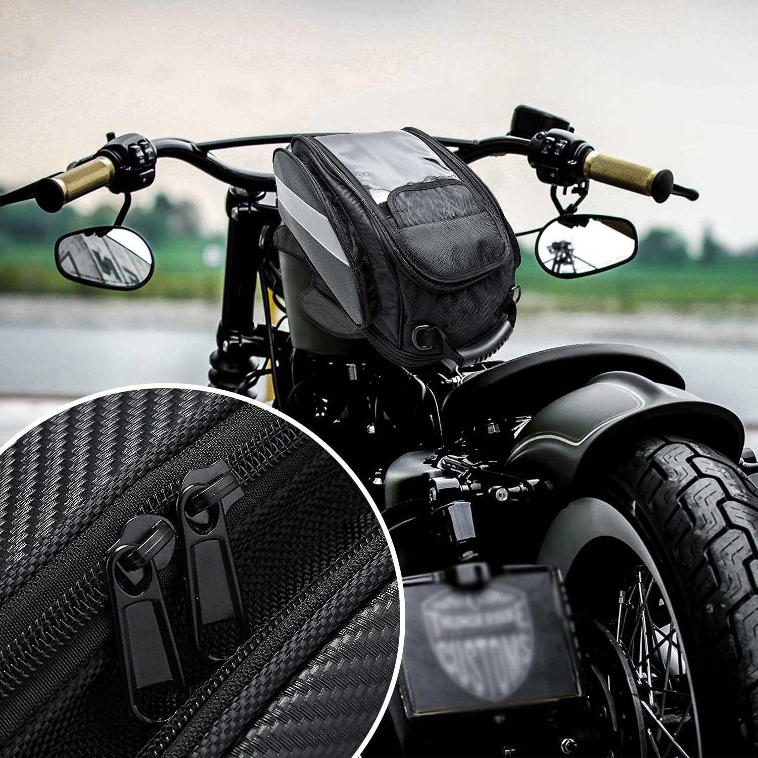 Dracarys Plecak na bak motocyklowy – czarna torba na siodełko Oxford z większym okienkiem – mocna torba magnetyczna do Hondy Yamahy, Suzuki, Kawasaki, Harley