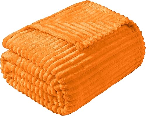 Vista 175 de Vessia Manta de franela de forro polar, 300GSM, acogedora manta a rayas verde salvia para sofá, cama y sofá, cálida y suave, acogedora manta