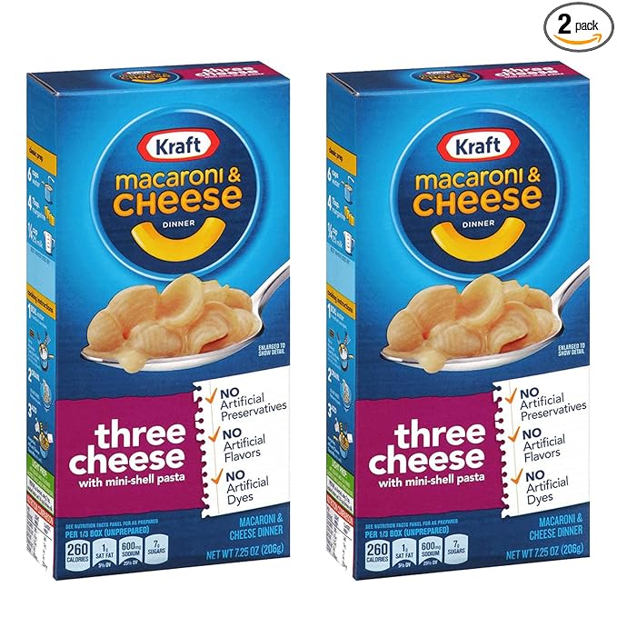 Kraft Macroni and Cheese Dinner, Three Cheese Pack of 2, x 206 g
