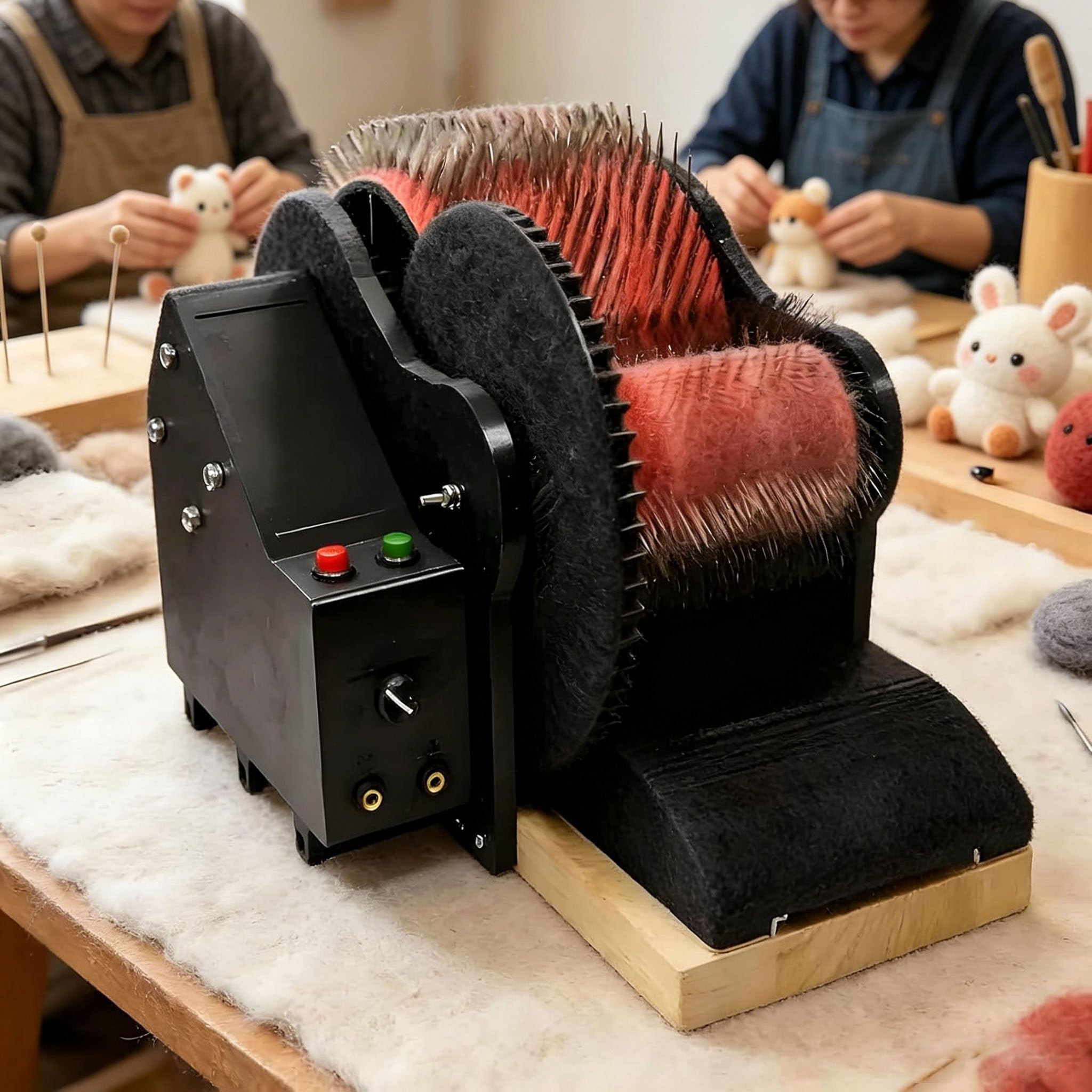 Yehozz Multicolor Wool Carding Machine Drum Carder, 50W Electric Wool Carding Machine, Wool Fiber Drum Carding Machine With Brush & Awl, With Foot Pedal, For Combing Blending