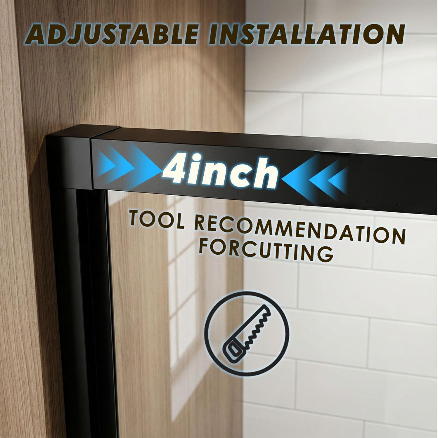 Shower Door Double Sliding 56-60 in. W x 72 in. H Semi-Frameless Bypasss Bathroom Glass Shower Sliding Doors,1/4 inch Clear Tempered Glass Door for Walk-in Shower Matte Black