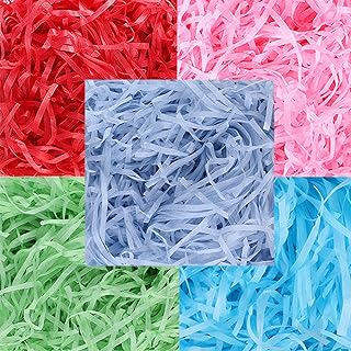 300 Herbe de Pâques Papier, Panier de Raphia, Papier déchiré aux Coloris Décorations de Panier Pâques Déchiqueté Remplisseur de Panier, Papier de Remplissage pour DIY Cadeau