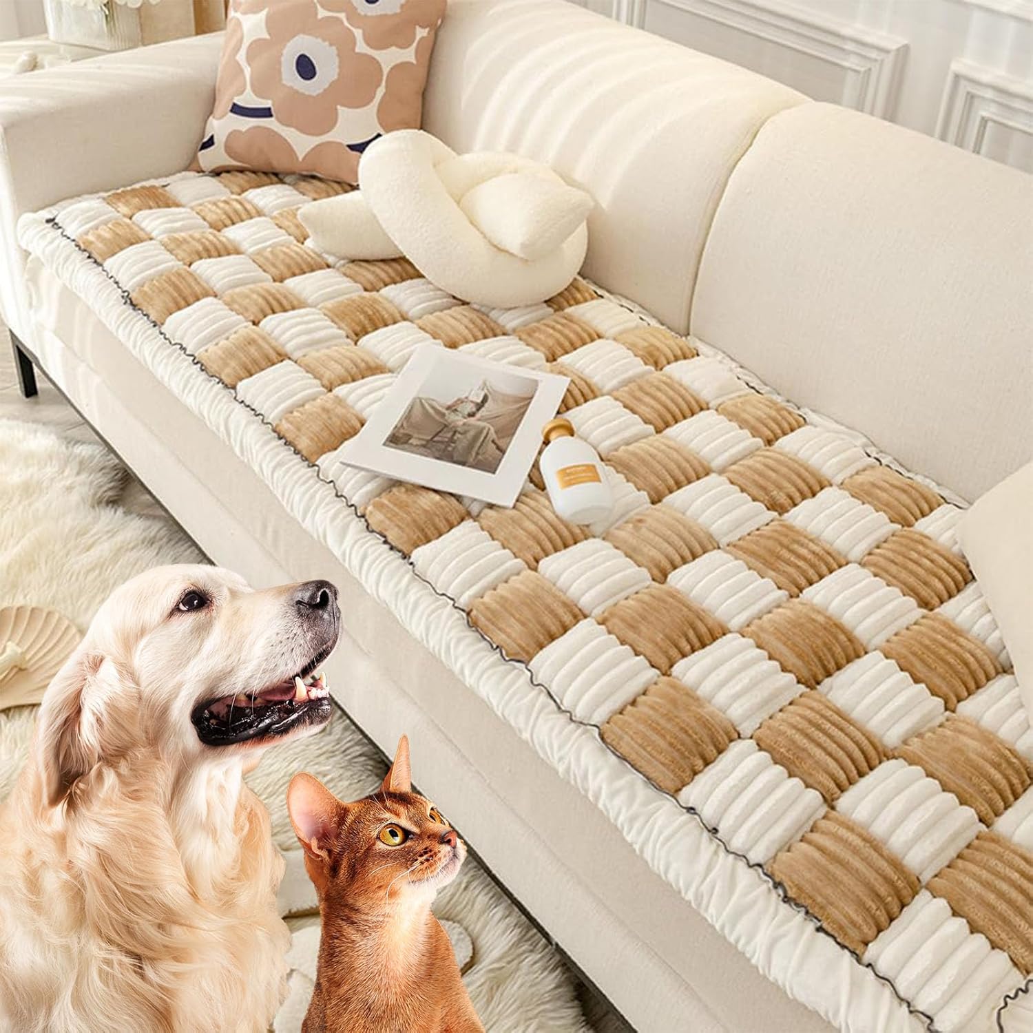 Funny Fuzzy Pet Couch Covers for Sofa,Funny Fuzzy Pet,Fuzzy Pet Couch Covers for Sofa,Fun Fuzzy Pet Couch Cover,Fuzzy Pet Dog Mat Bed Couch Cover (Dark Coffee,27.5 * 70.8in)