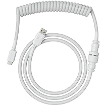 GLORIOUS Gaming Coiled Keyboard Cable premium – Connessione USB-A (PC) e USB-C (tastiera) placc. in oro, anti-intreccio, rivest. intrecc. doppio, aviator Mid-Connection a 5 pin – Bianco pallido