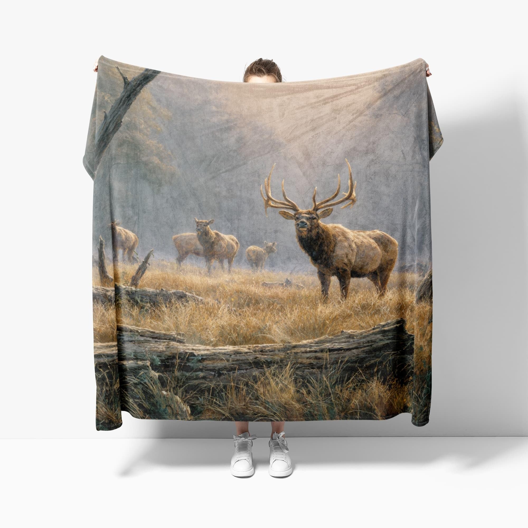Behaart Przytulny koc XXL 180 x 220 cm, brązowy, puszysty koc polarowy jako kołdra/narzuta na sofę, koc ze zwierzęciem leśnym, koc do mieszkania, miękka i ciepła flanelowa narzuta na łóżko dla