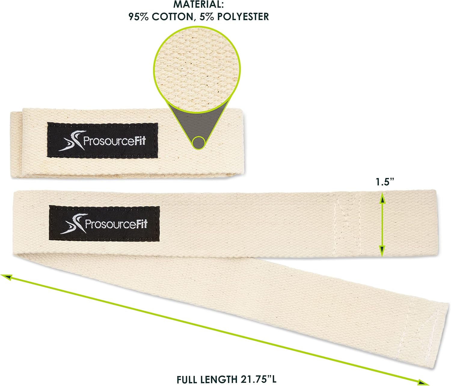 Prosource Fit Pair of Weight Lifting Straps for Men and Women, Adjustable Cotton Straps for Improved Grip, White : Sports & Outdoors