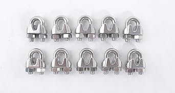 1/4 Inches Stainless Steel Wire Rope Cable Clip Clamp, 10 Pack.