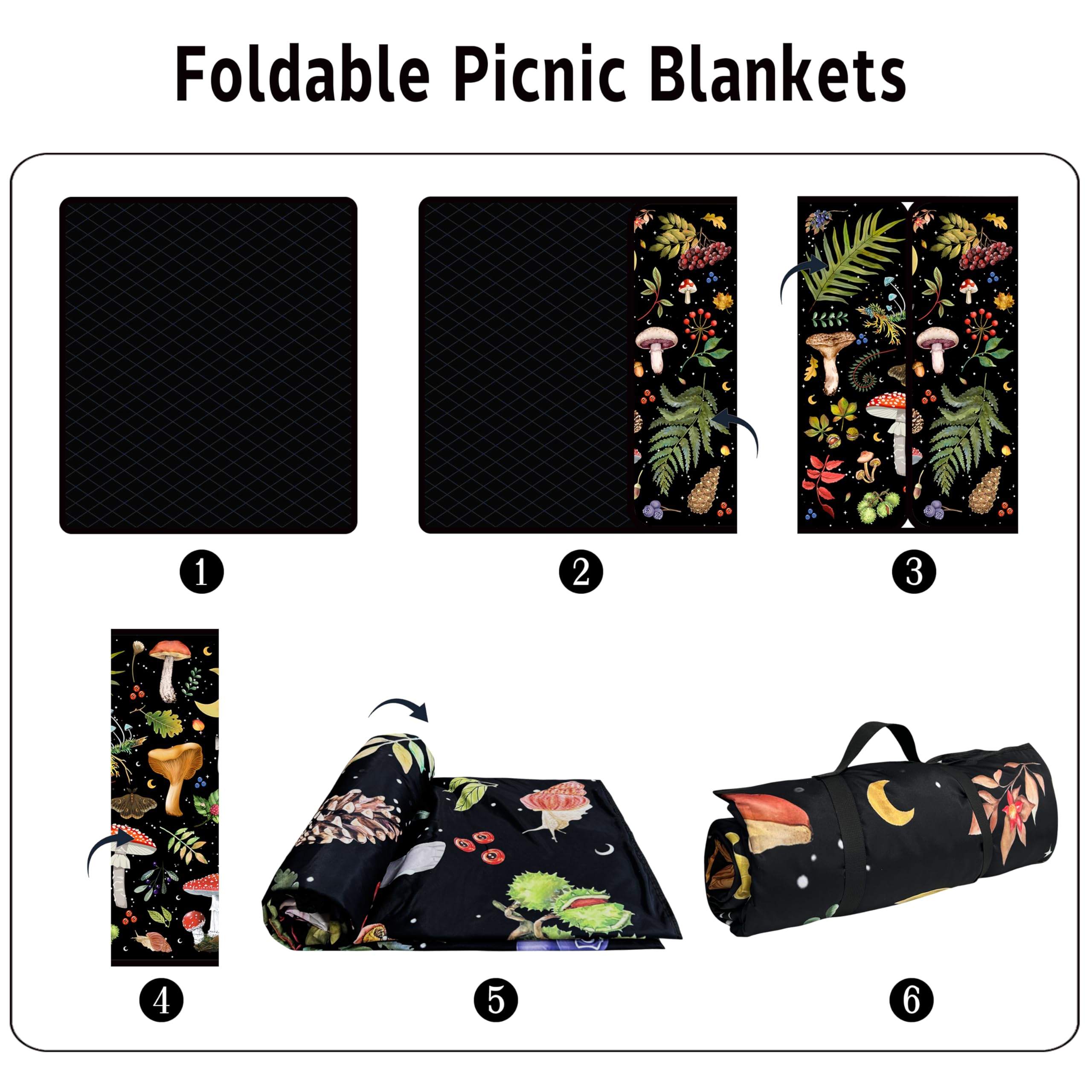 Supfitness Extra große Picknickdecke, wasserdicht, faltbar (152,4 x 203,2 cm), Stranddecke, wasserdicht, sanddicht, 3-lagige dicke Matte, Outdoor, verstaubare Campingdecke