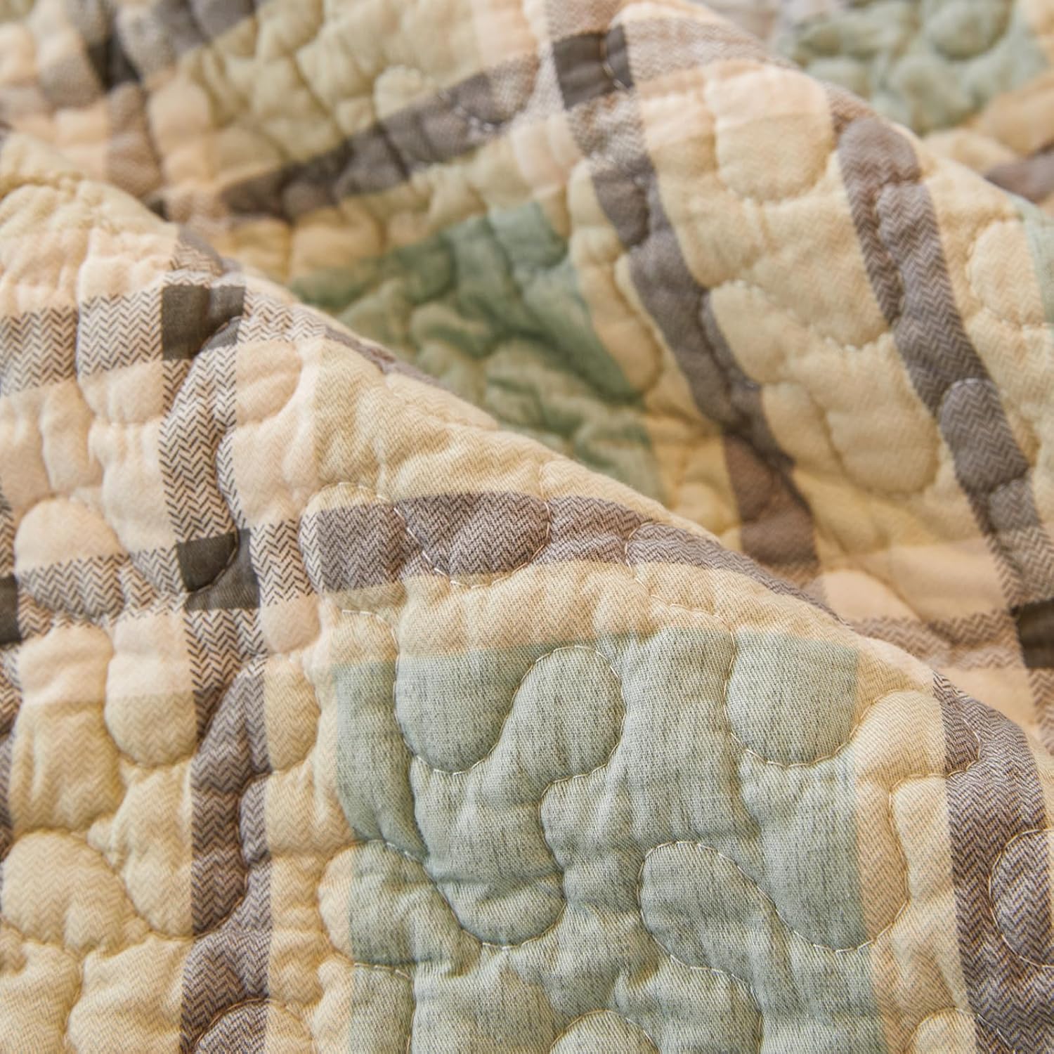 vctops Set of 2 Farmhouse Buffalo Check Plaid Decorative Throw Pillow Covers Cotton Quilted Square Cushion Case (Plaid I,18"x18") - Image 5