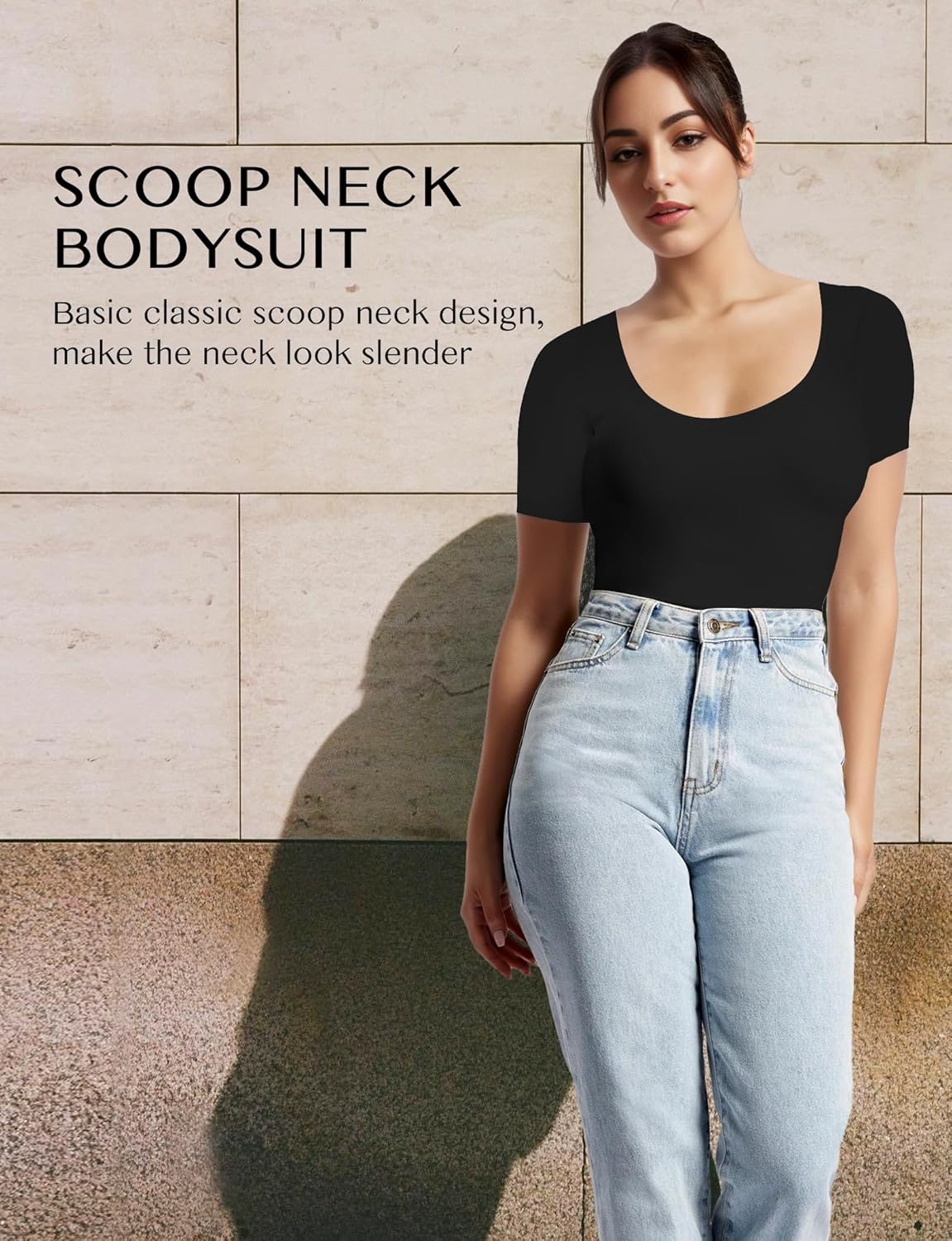 YOGINGO Womens Scoop Neck Bodysuit Short Sleeve Body suits For Women Basic Going Out Bodysuit Tops Shirts Leotard - Image 4