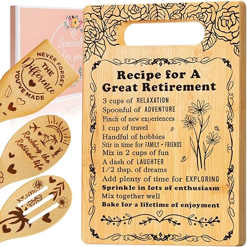 Regalos de jubilación para mujer 2025, juego de tabla de cortar, regalo de retiro para mujeres, compañero de trabajo, regalo de despedida, regalo de