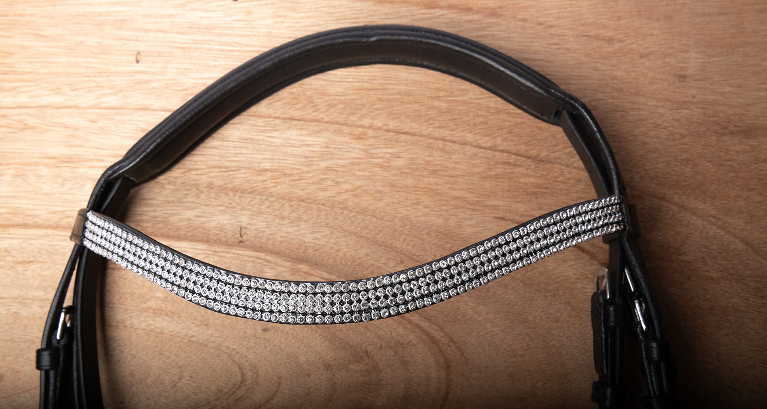 Wonder Care Briglia inglese in pelle di vacchetta di alta qualità, briglia snaffle con fascia per fronte, briglia incrociata con redini, briglie per cavalli