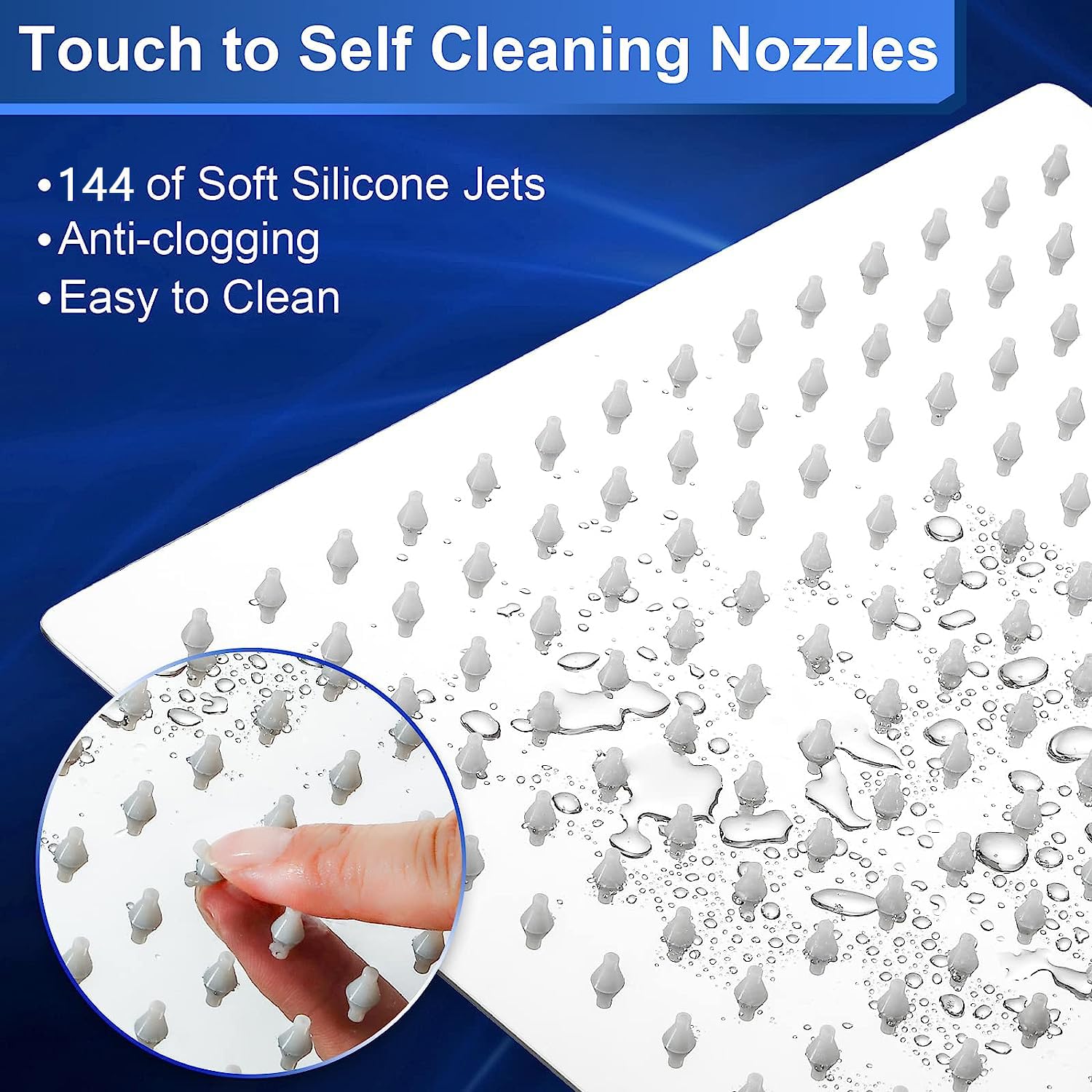 Soffione doccia a pioggia quadrato ad alta pressione, soffione doccia fisso in acciaio inox 304 con 144 getti in silicone per un'esperienza doccia più definitiva (30 pollici cromato)