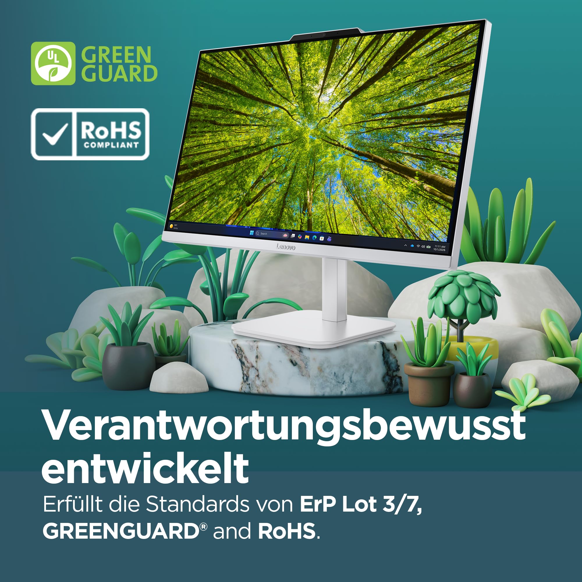 Lenovo AIO A105a All-In-One PC | 23.8" Full HD Display | AMD Ryzen 5 40 | 16GB RAM | 512GB SSD | AMD Radeon 610M Grafik | Windows 11 | Inkl. Maus und Tastatur | Grau | 3 Monate Premium Care