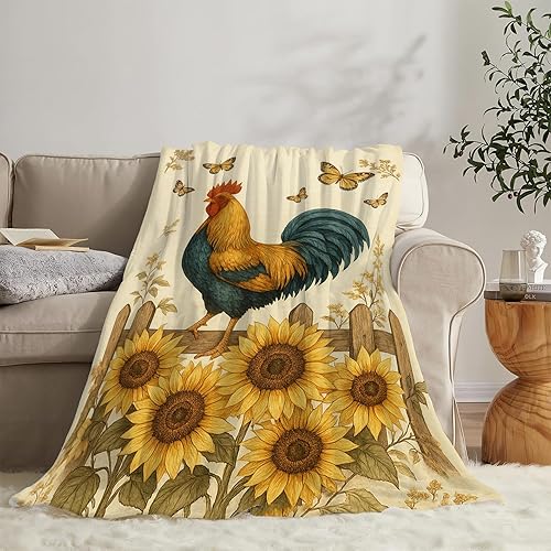 Miniatura 3 de Manta de pollo, manta de gallo, suave, cálida y acogedora felpa de pollo, ropa de cama de pollo, manta de gallos de animales de granja, regalos para
