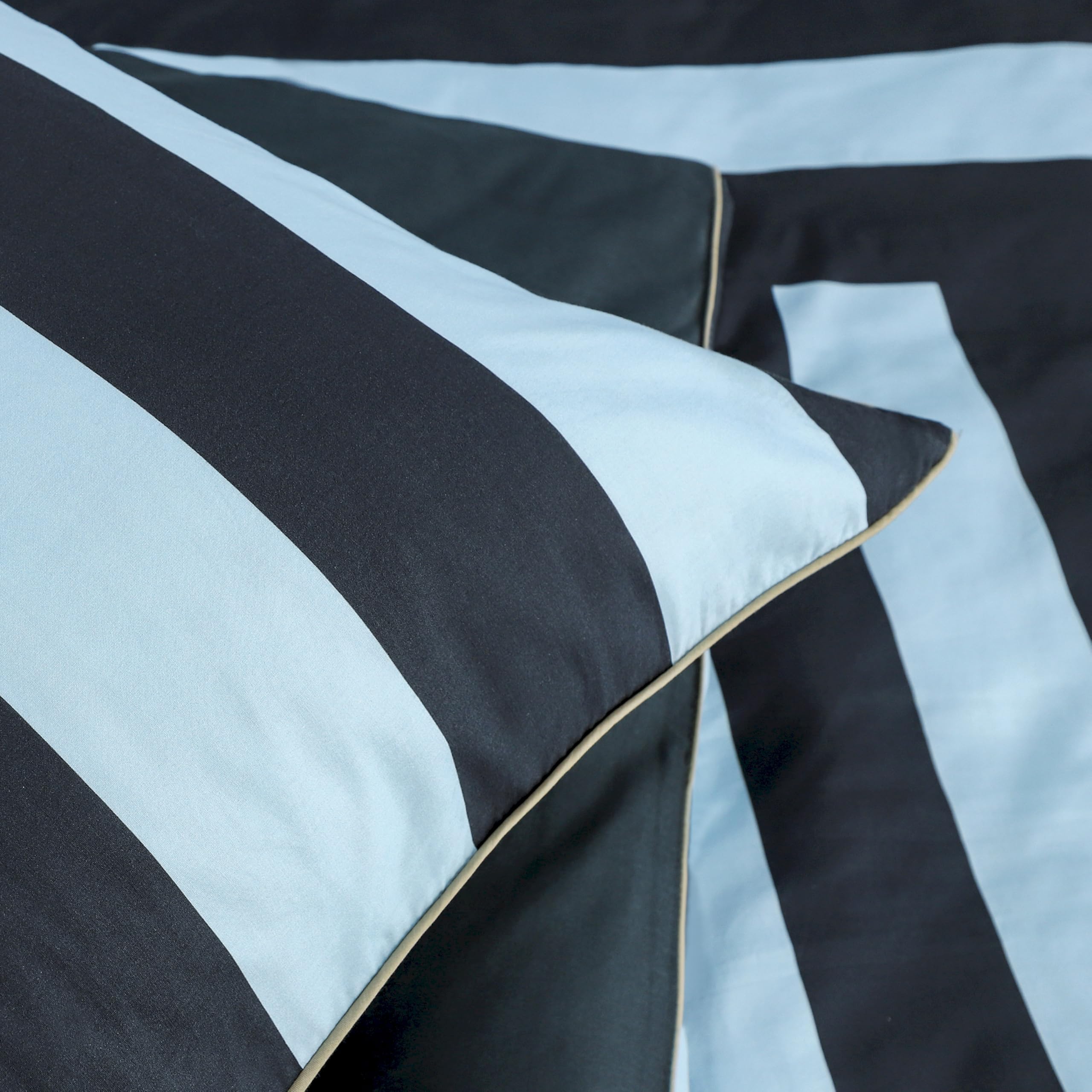 TOM TAILOR Beddengoed Stripes with a Kick Dark Navy & Sunny Sand, 80 x